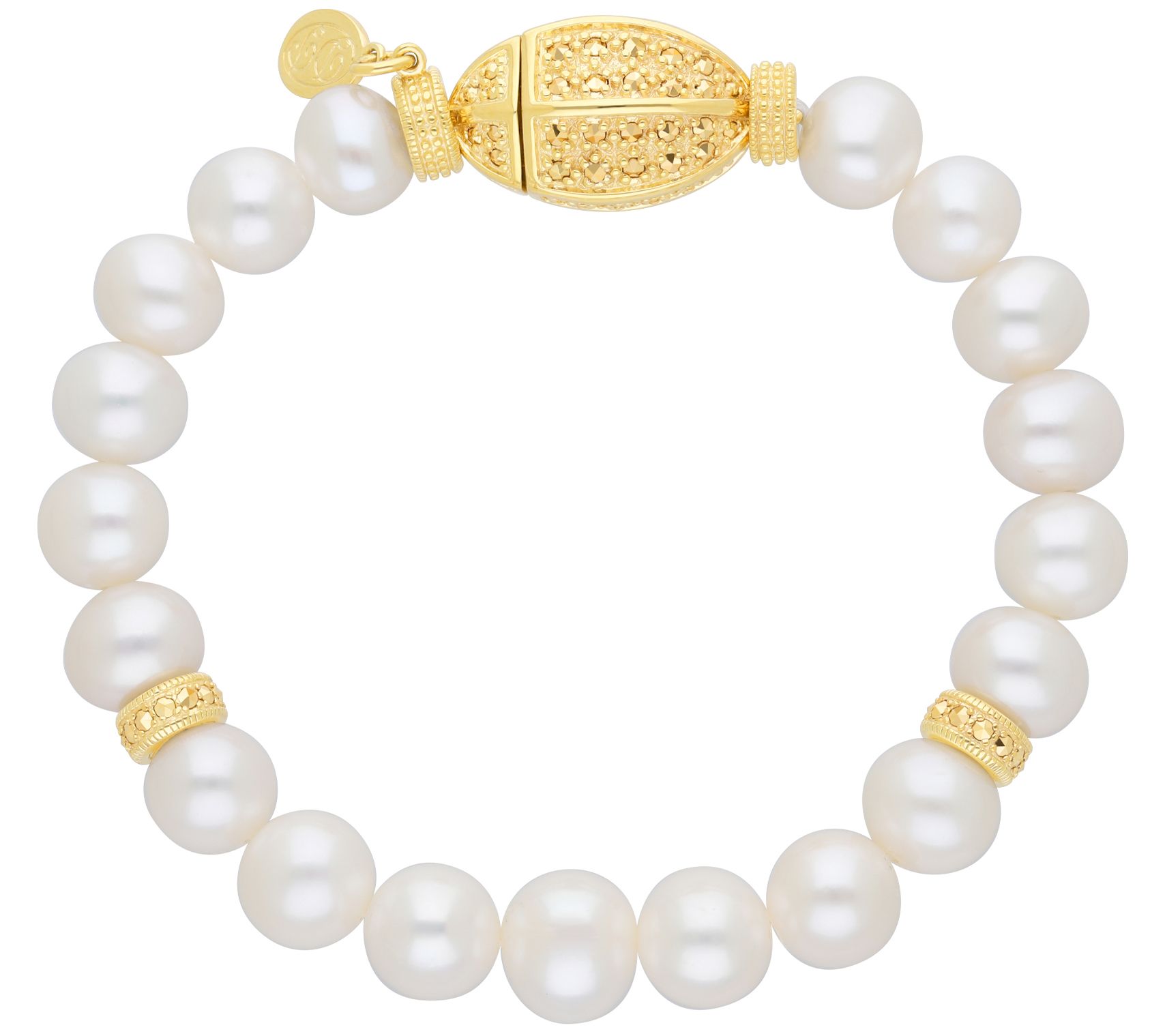 Dallas Prince Marcasite & Cultured Pearl Bracelet, 14K Clad