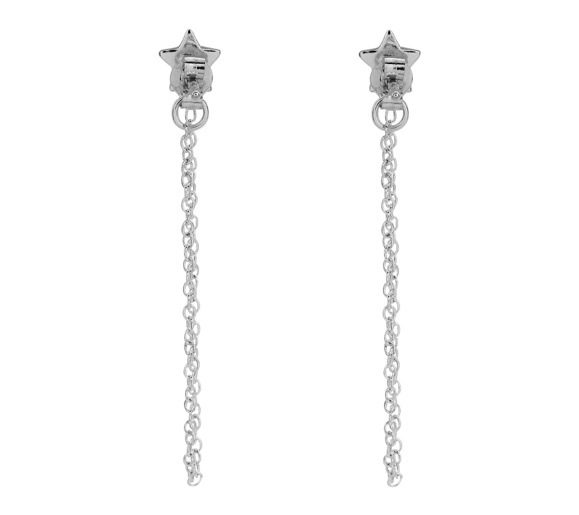 Sterling Silver Star with Chain Earrings