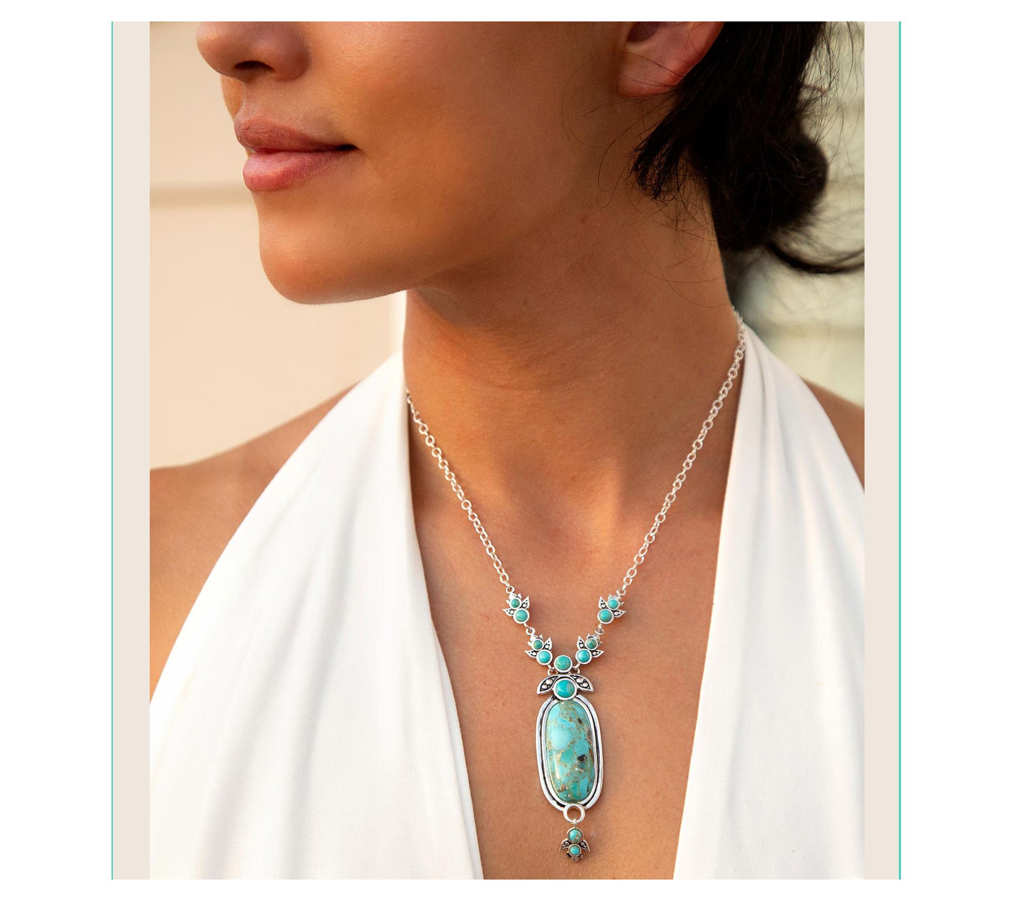 Barse Artisan Crafted Sterling Silver Emile Turquoise Necklace