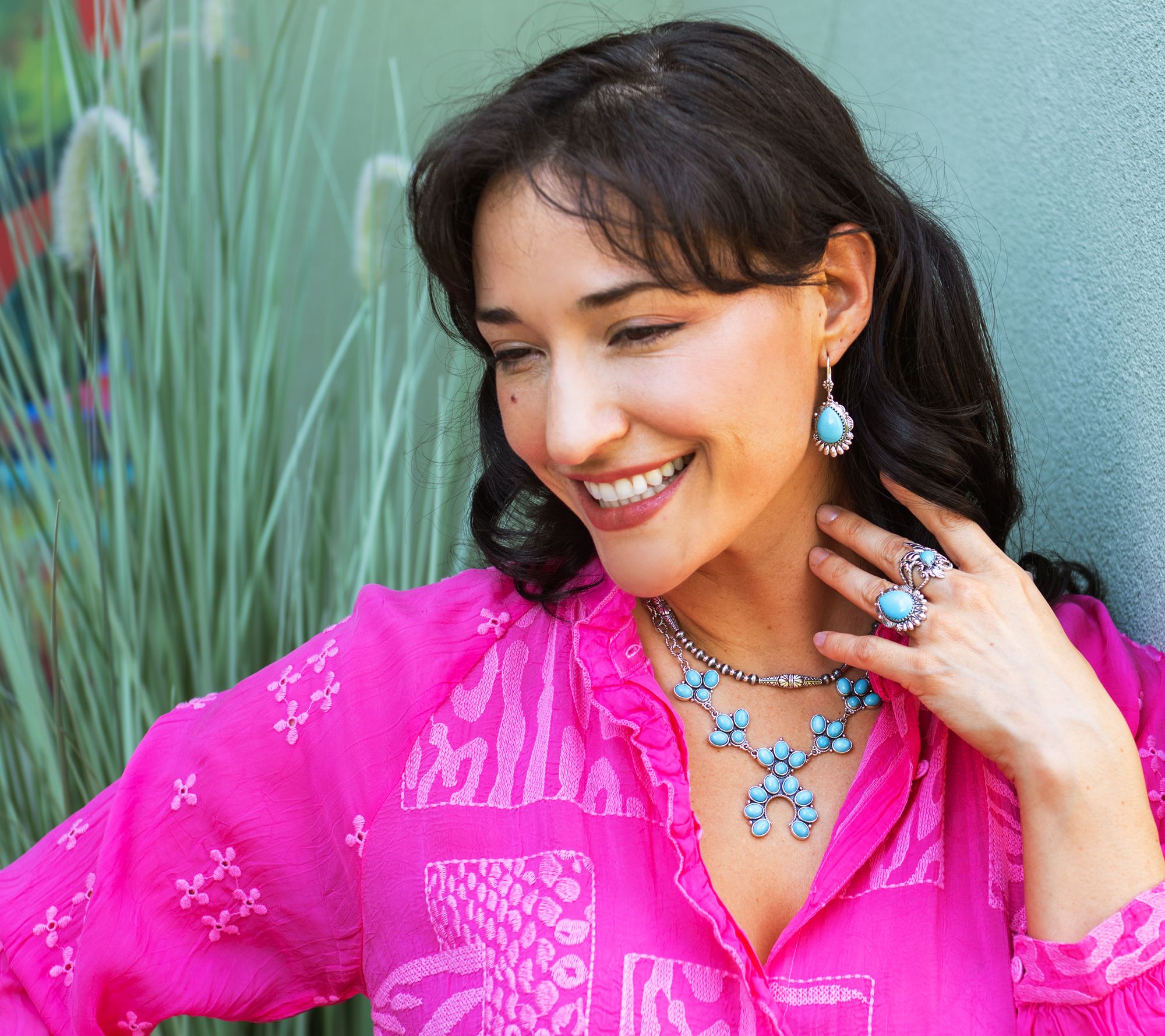 American West Sterling Silver Pear Kingman Turquoise Lever Back Earrings