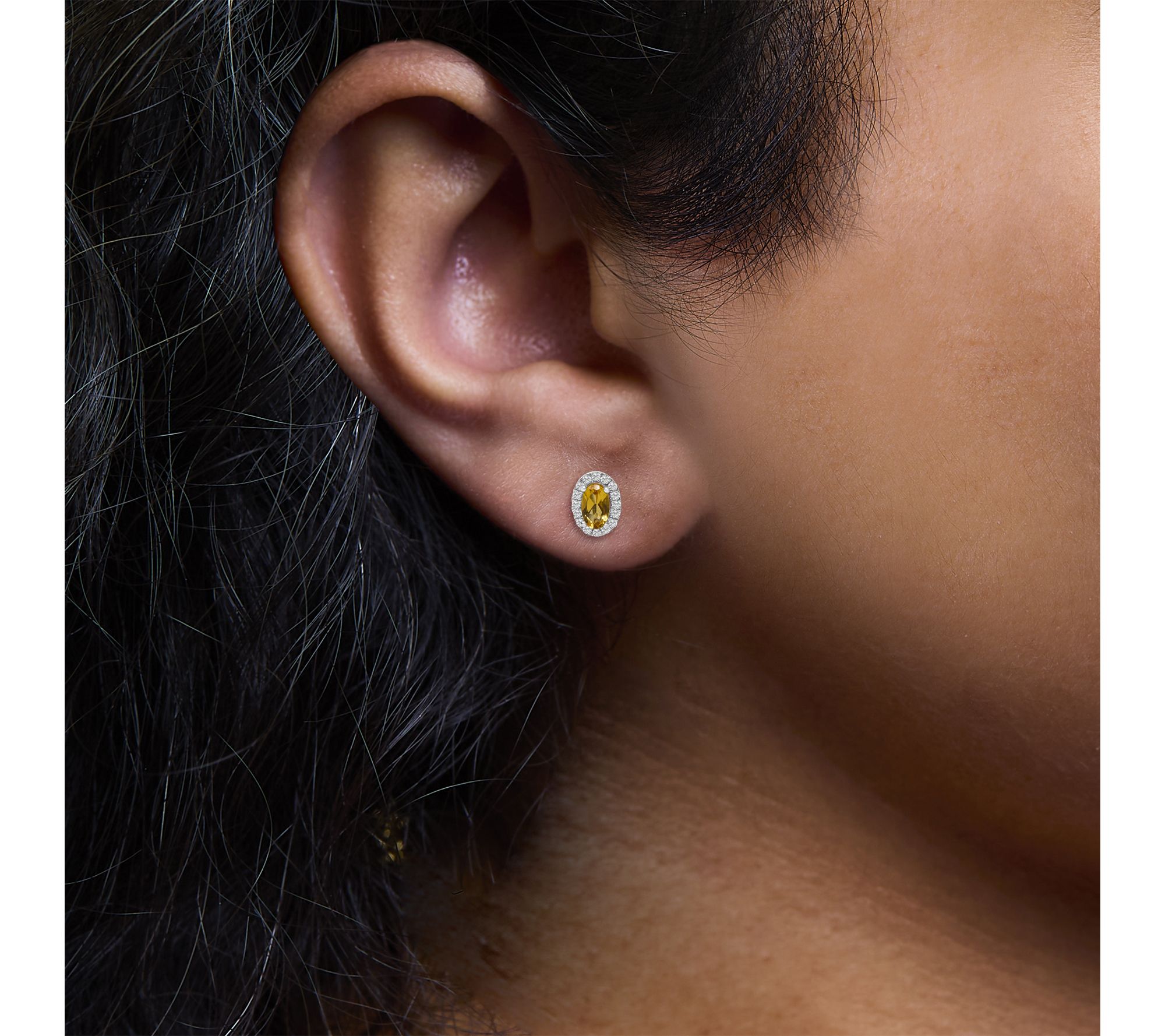 Haus of Brilliance Citrine & Diamond Halo Earrings, 10K Gold