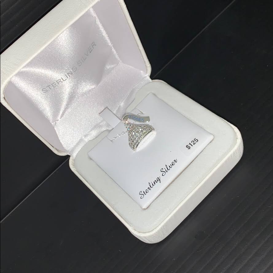 Sterling Silver Crystal Hershey&s Kiss Pendant Necklace
