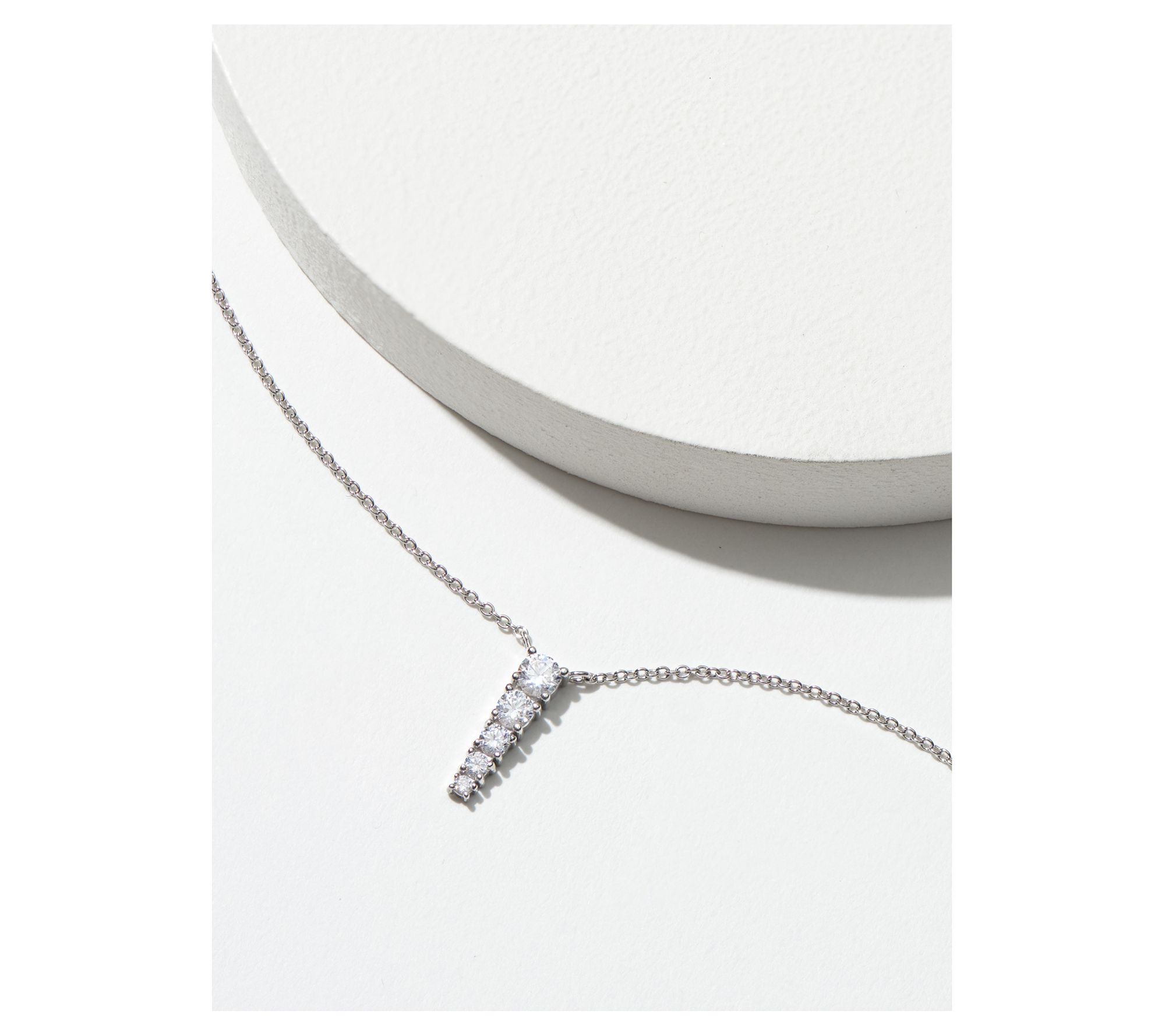 Diamonique Graduated 5 Stone Drop Necklace, Sterling Silver