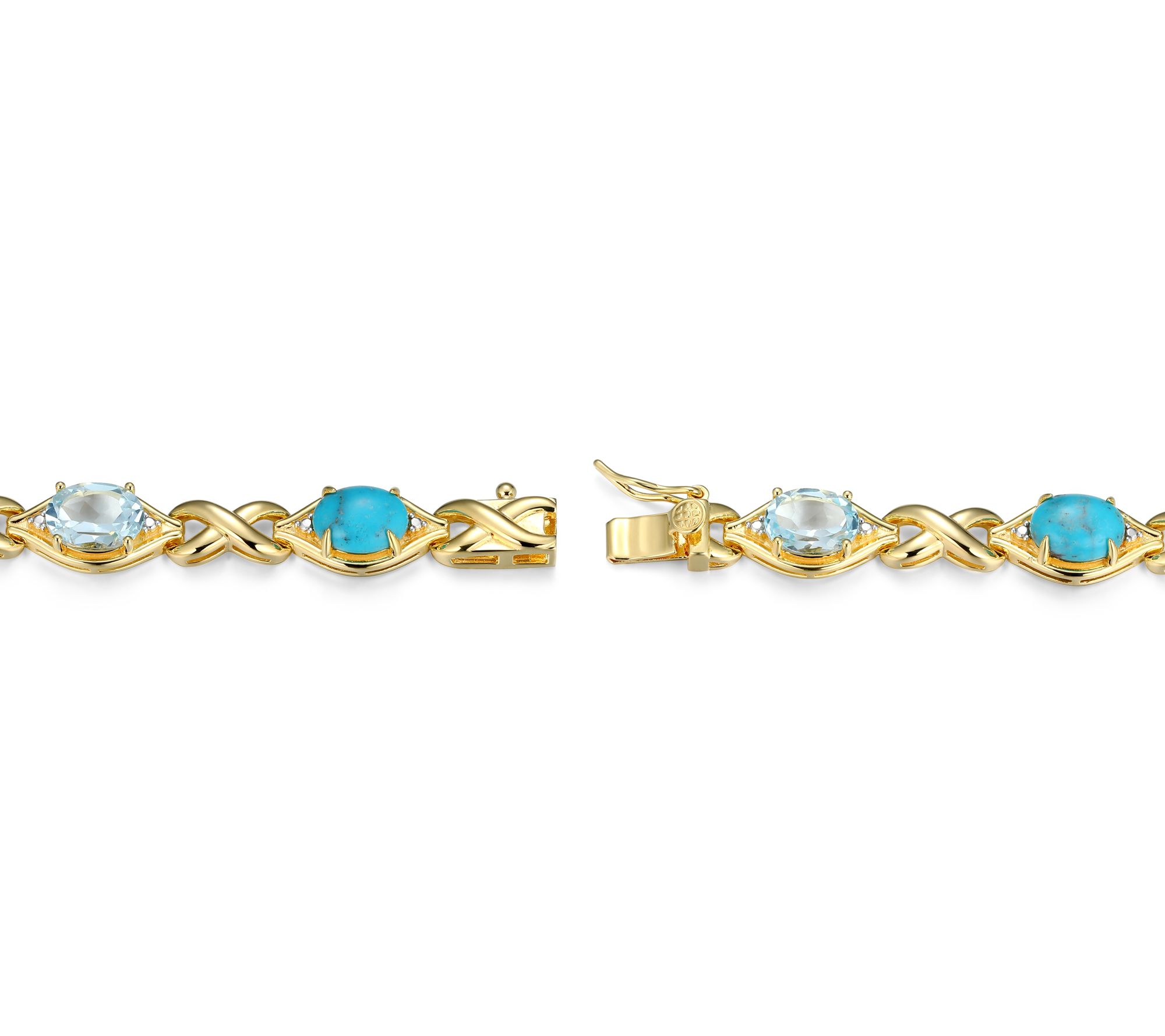 Affinity Gems Turquoise & Topaz Bracelet, 18K Gold Plated