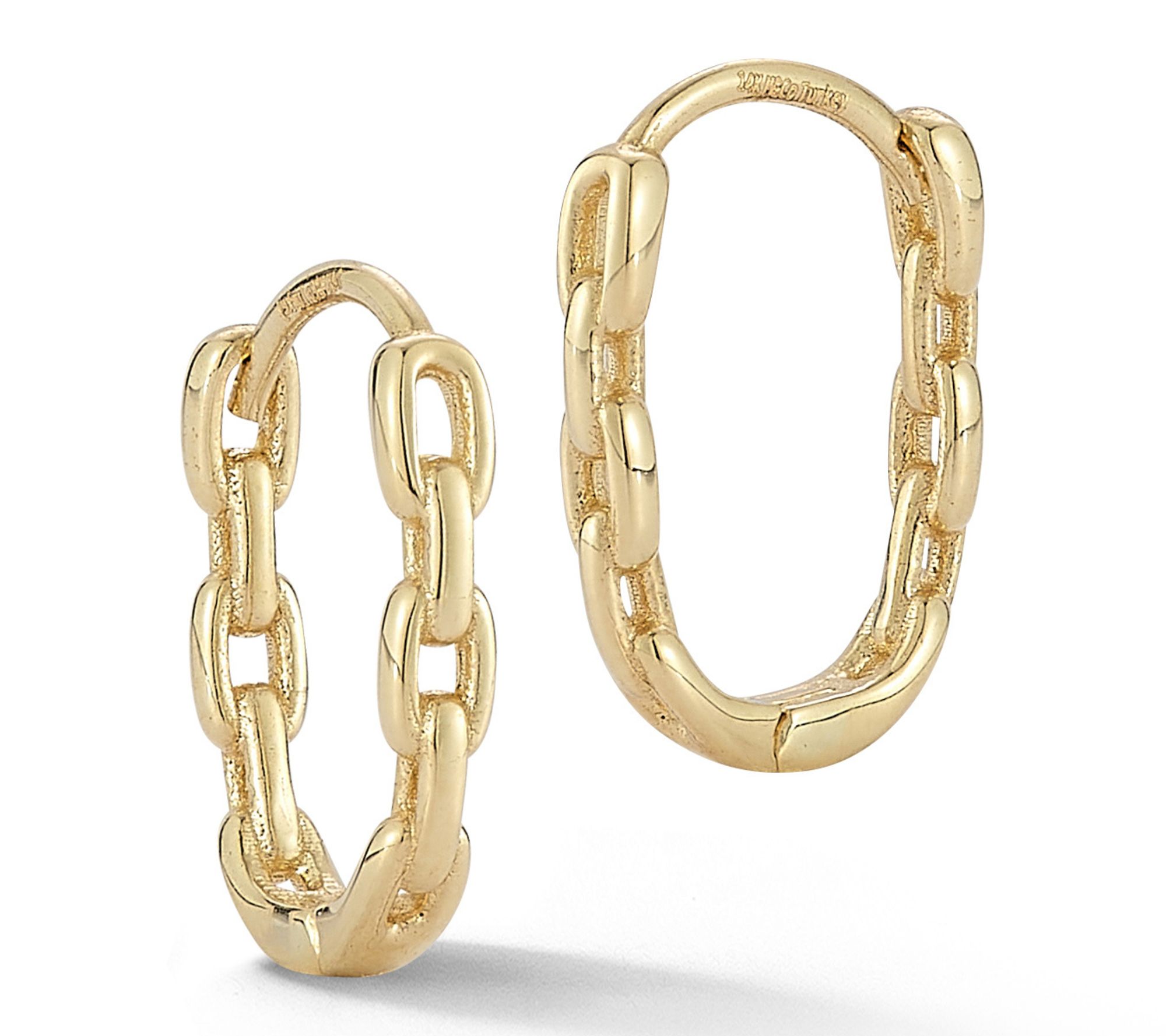 Luminosa Gold Oval Link Chain Hoop Earrings, 14K