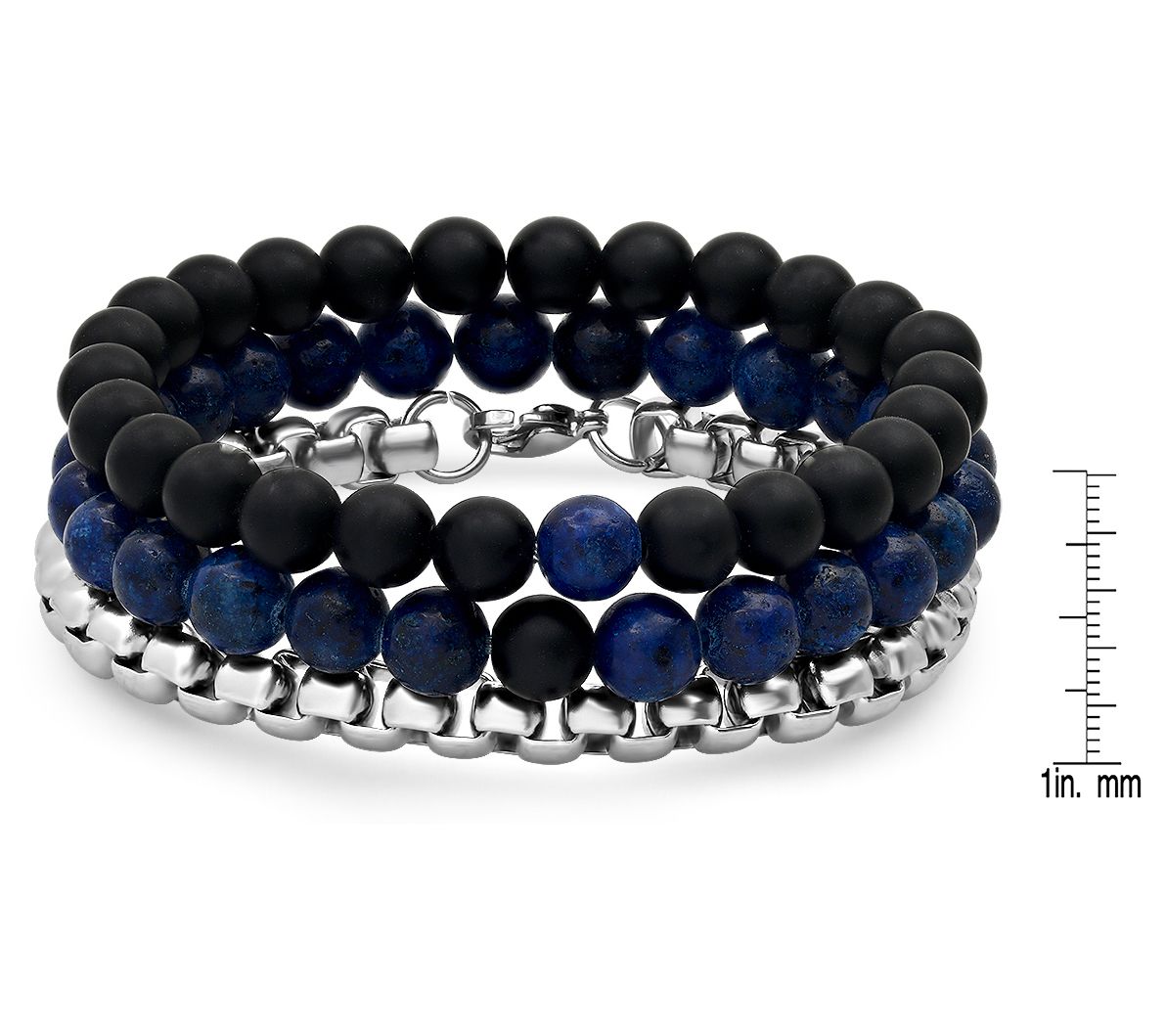 Steel by Design Gemstone Bead & Stainless Bracelet Set
