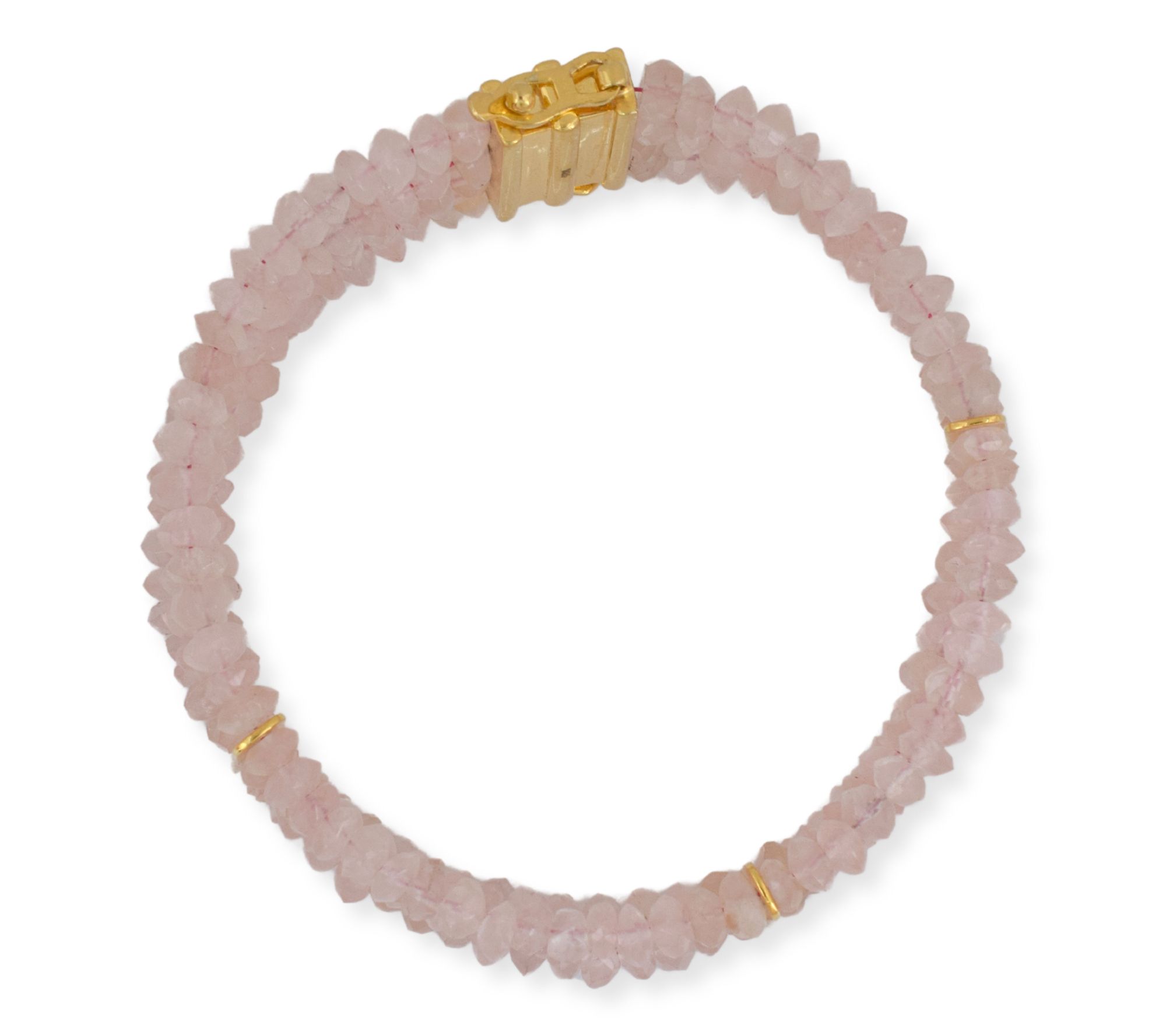 14K Gold Plated Rose Quartz Beaded Bracelet