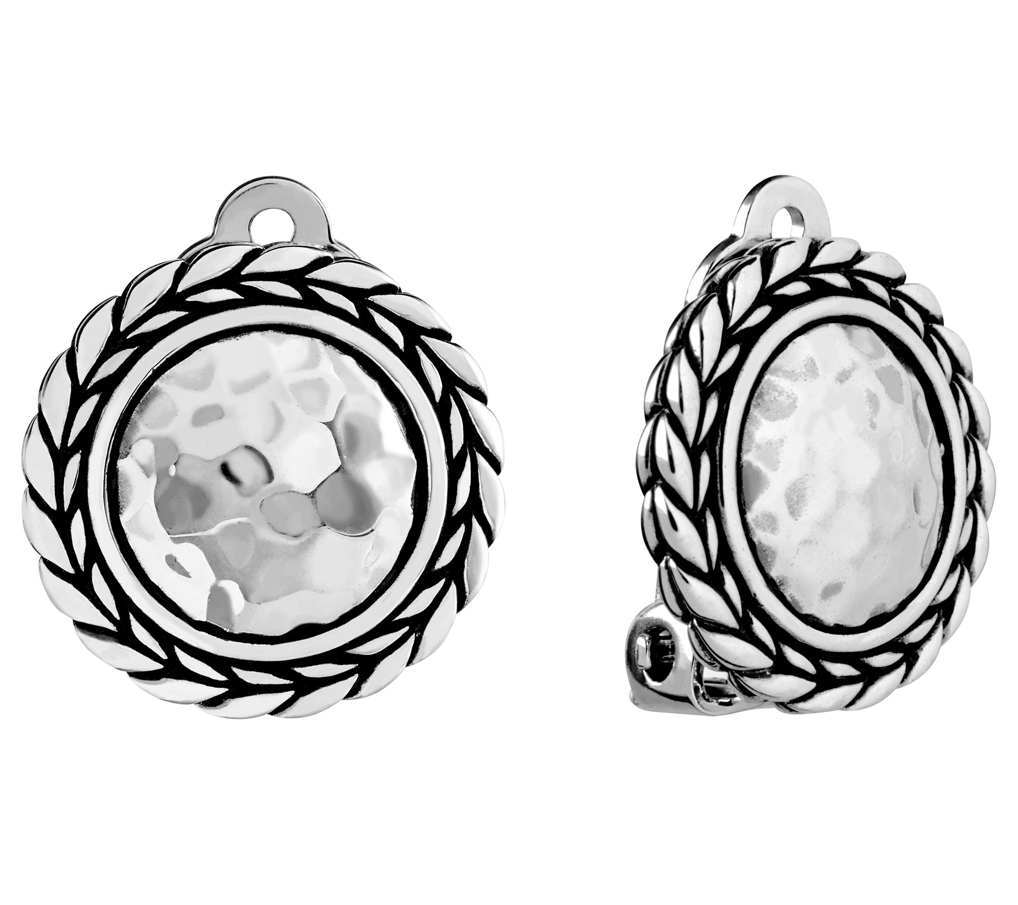 JAI Sterling Silver Hammered Clip-On Earrings