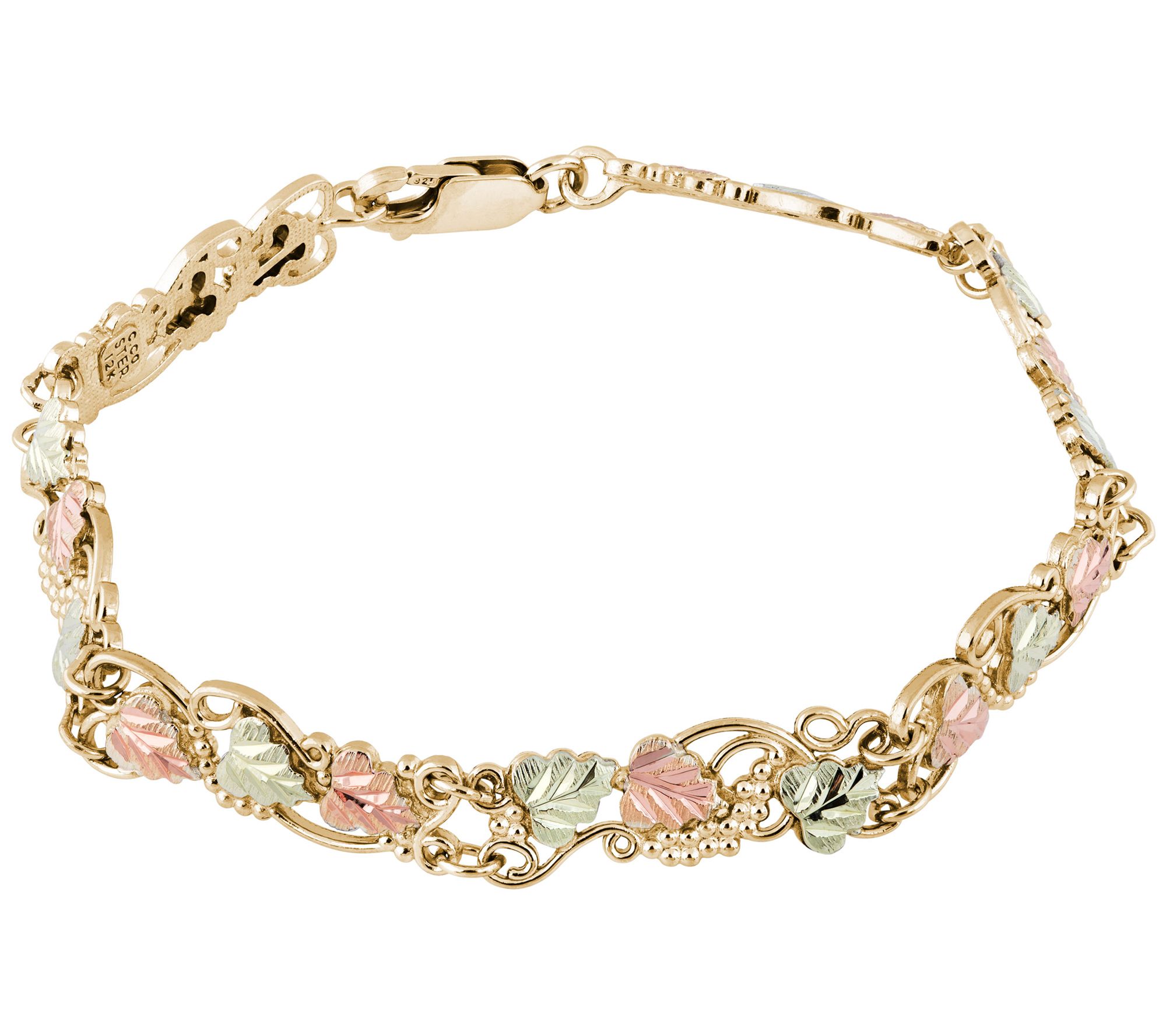 Black Hills Gold Leaf and Grape Design Bracelet, 10K/12K Gold