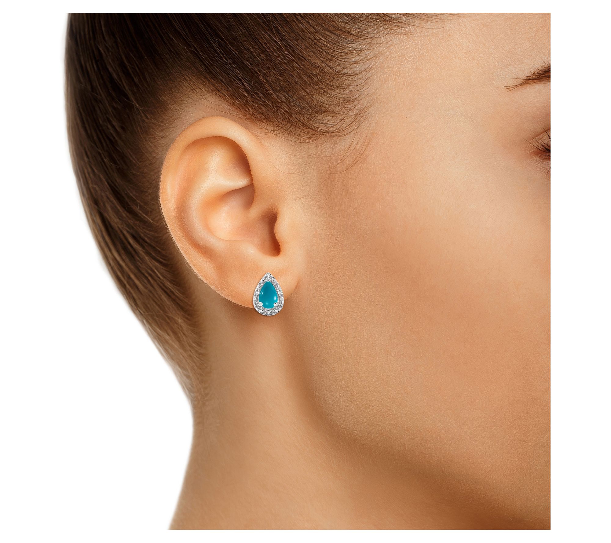 Affinity Gems Pear Turquoise & Diamond Earrings, Sterling