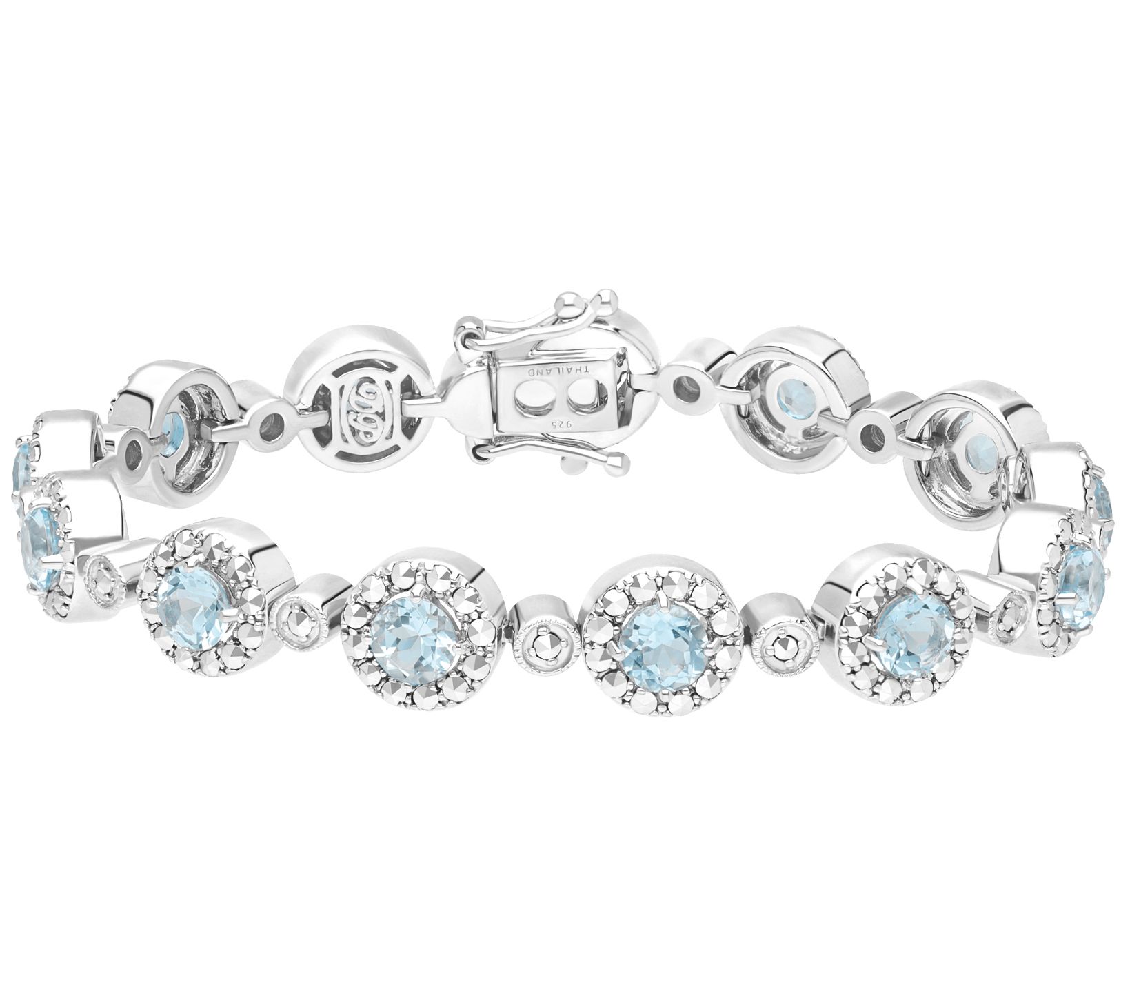 Dallas Prince 14K Clad Marcasite & Blue Topaz H alo Bracelet