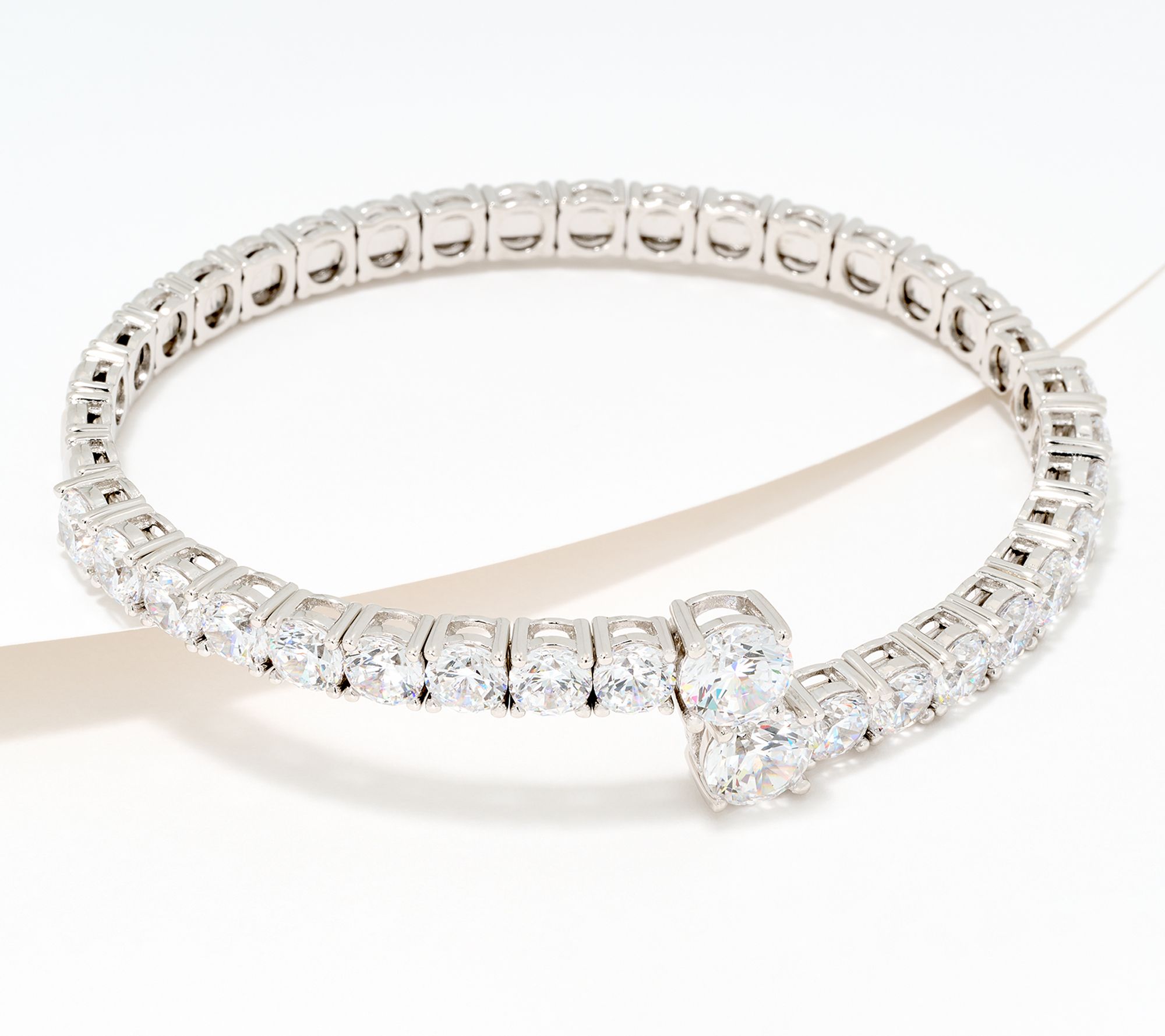 Diamonique x Jennifer Miller Overlap Flex Bracelet, Sterling Silver