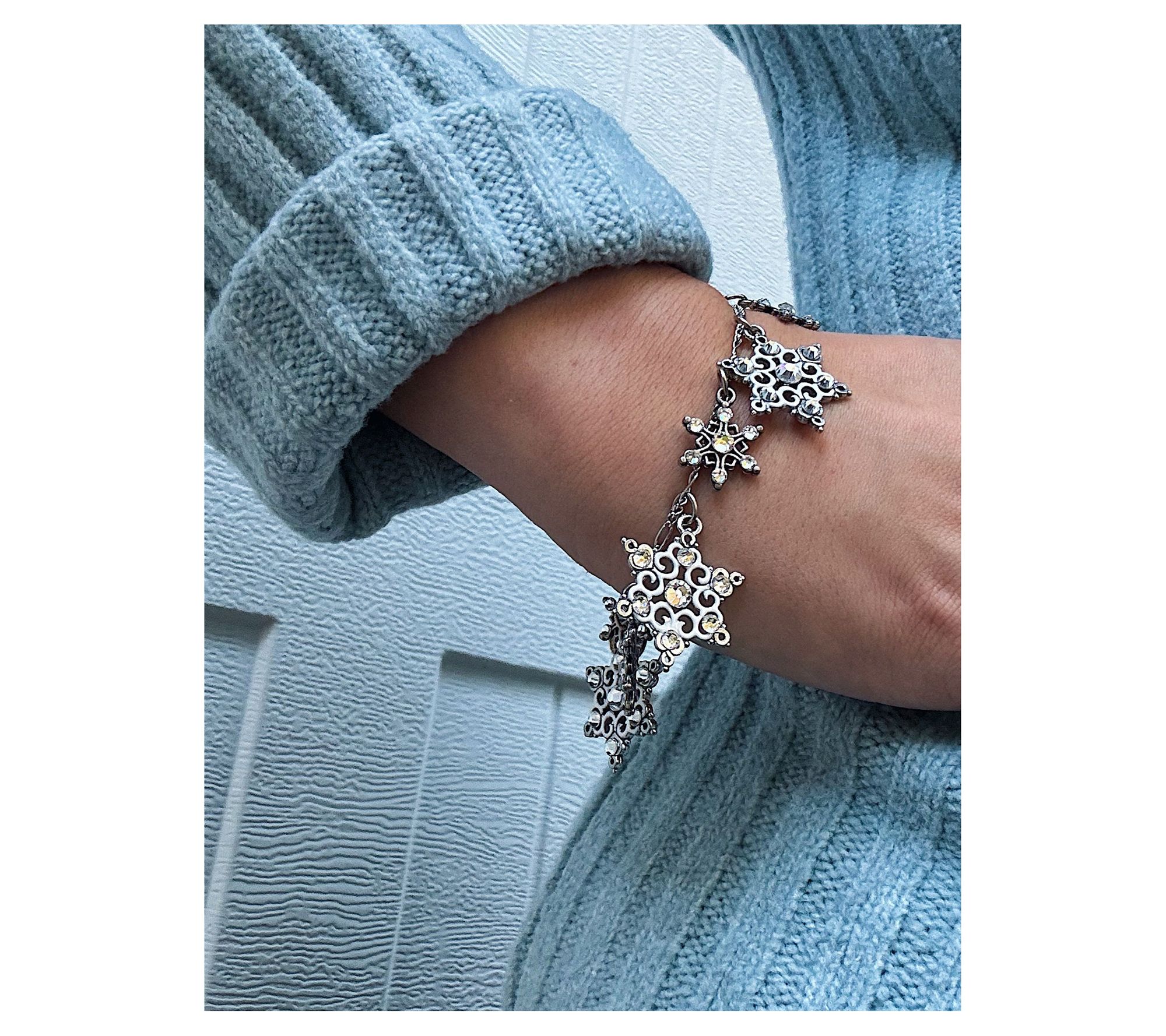 Anne Koplik Filigree Crystal Snowflake Bracelet