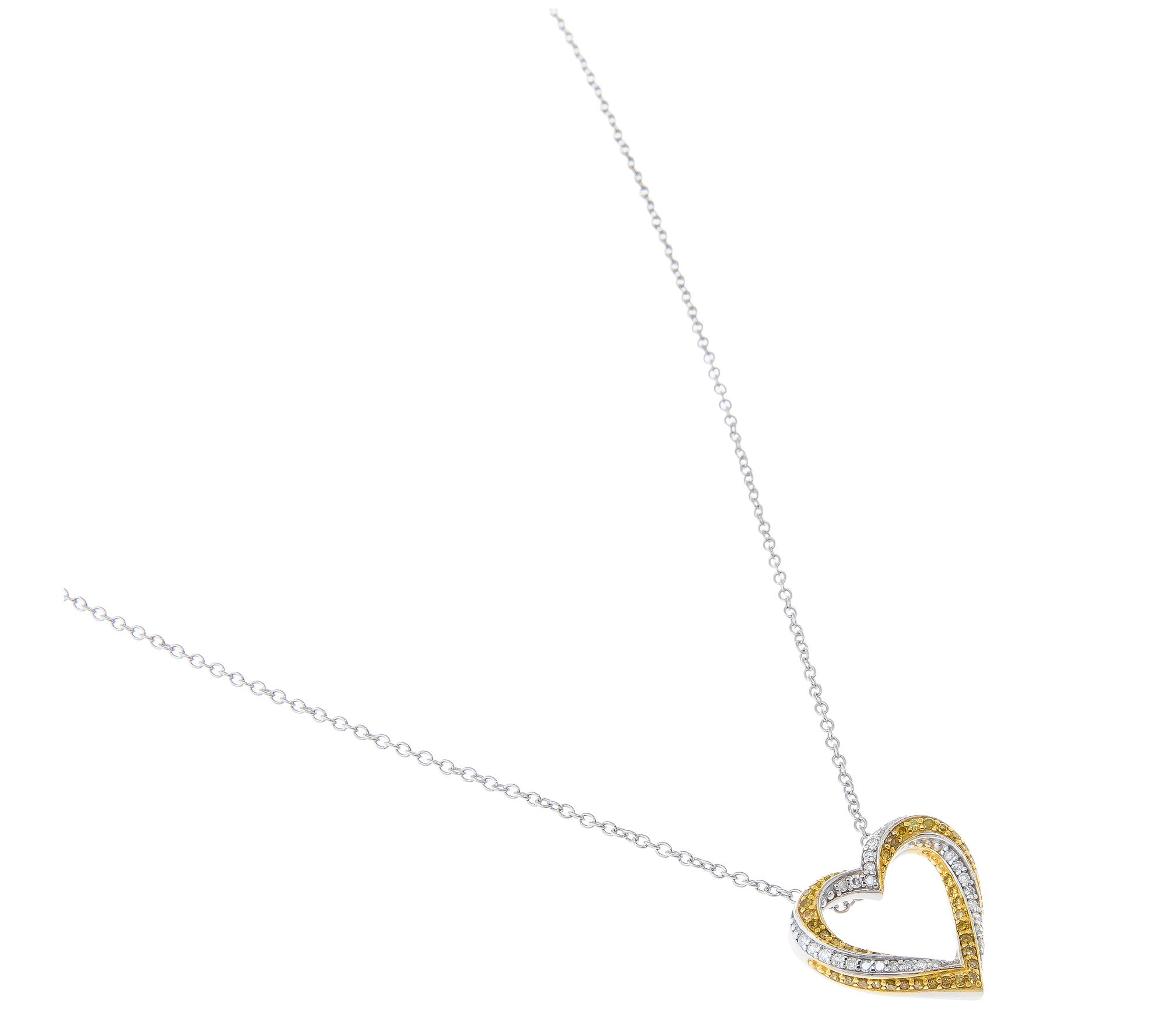 Affinity Diamonds Two-Tone Swirl Heart Necklace, Sterling