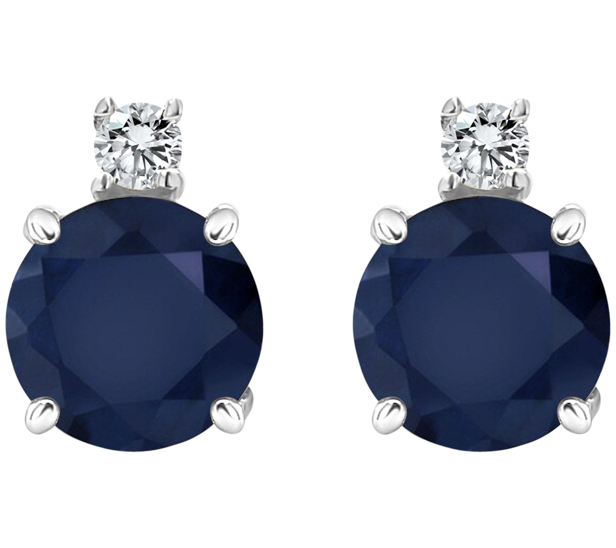 14K Gold 1.30 cttw Sapphire & Diamond Accent Stud Earrings