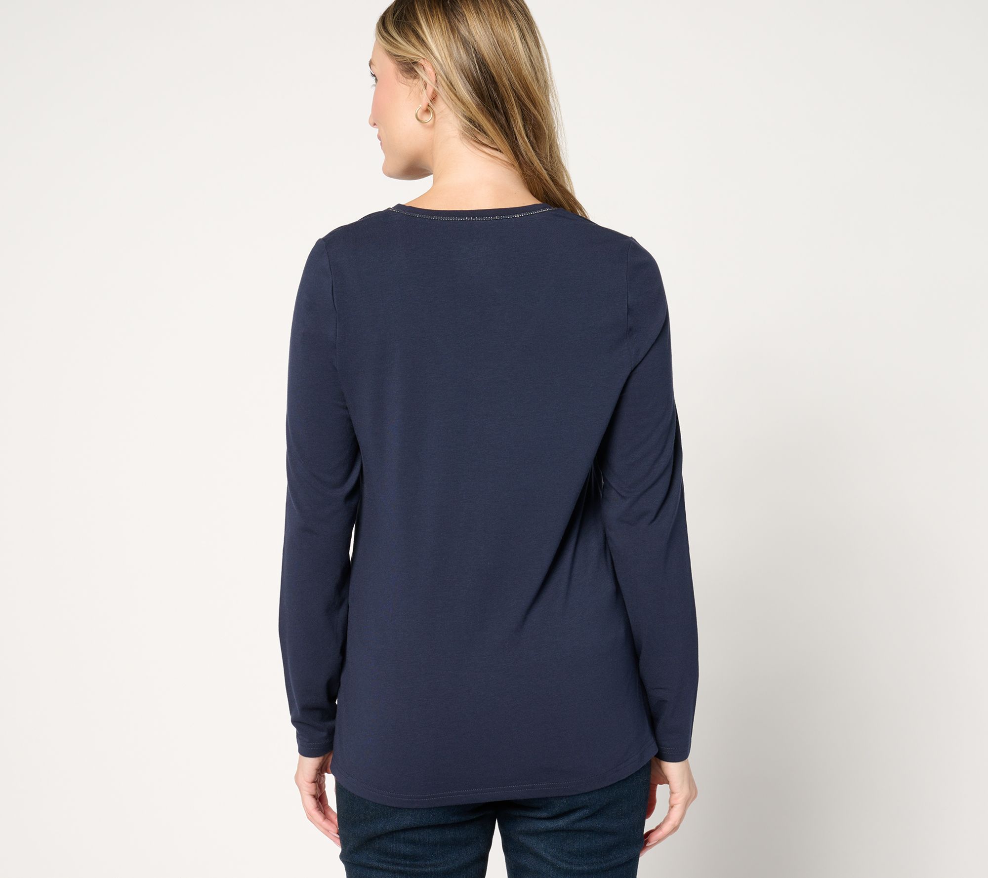 Jingle Belles by Kim Gravel TripleLuxe Knit Sparkle V Neck Top