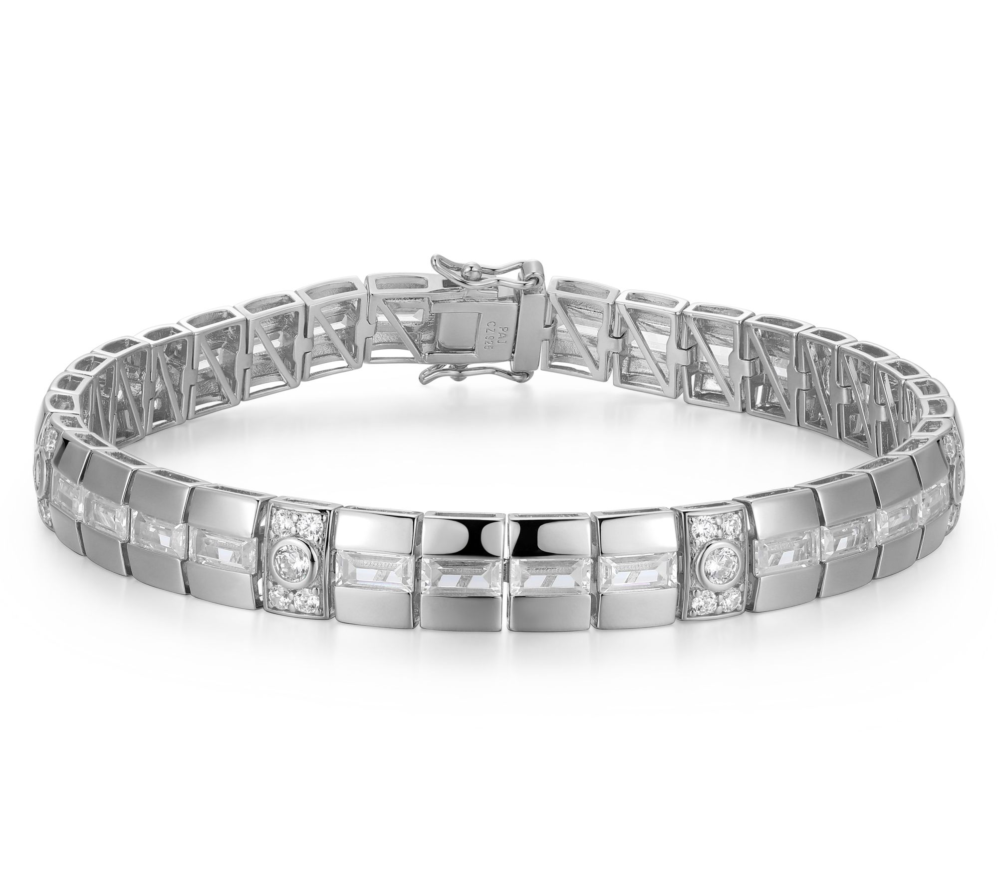 Diamonique Men's 16.55 cttw Square Link Bracelet, Sterling