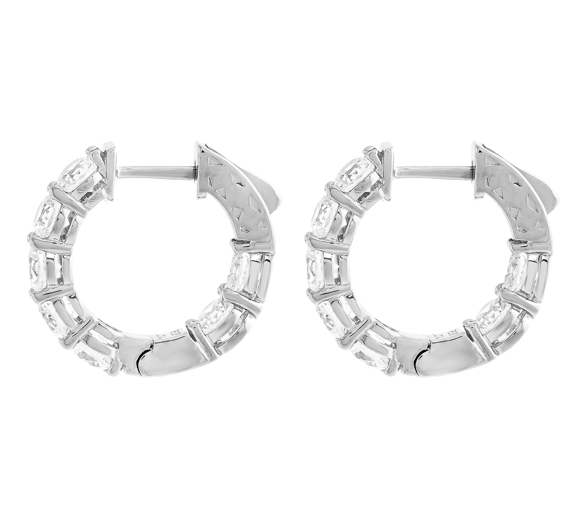 Diamonique 3.50 cttw Round Cut Hoop Earrings, Sterling Silver