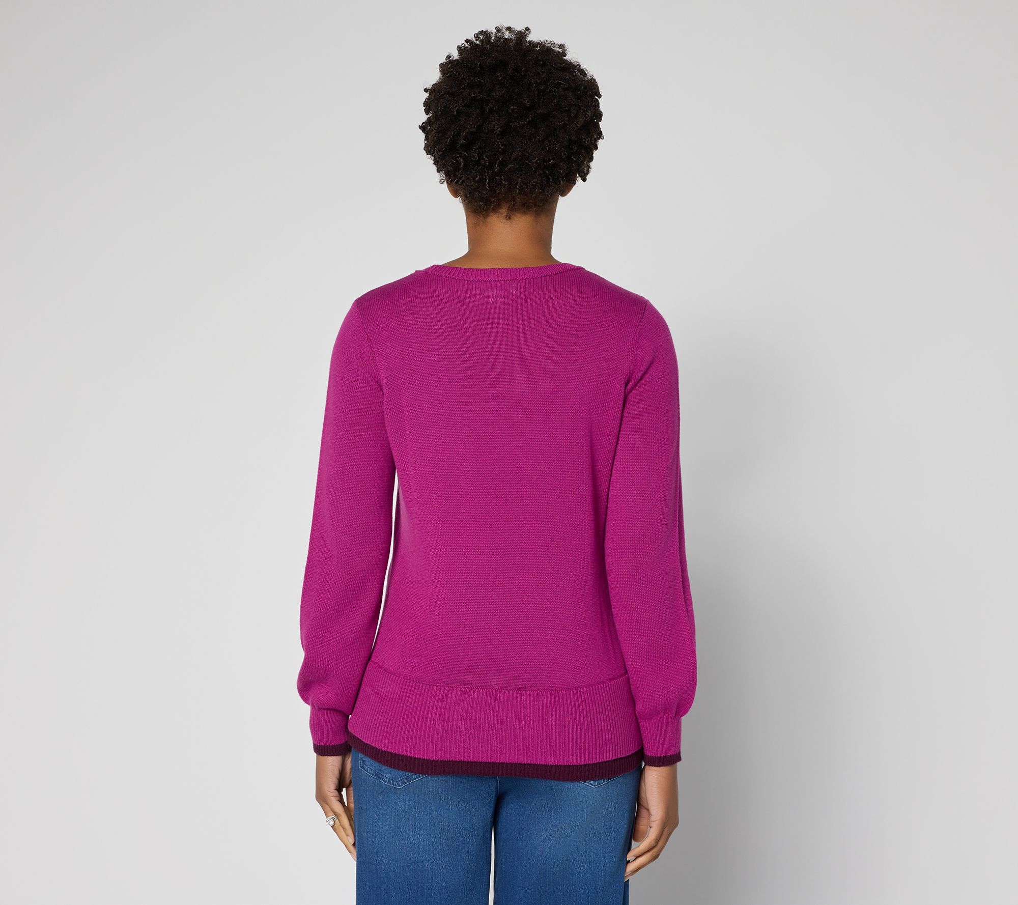 Belle by Kim Gravel Layered Hem Side Slit Sweater