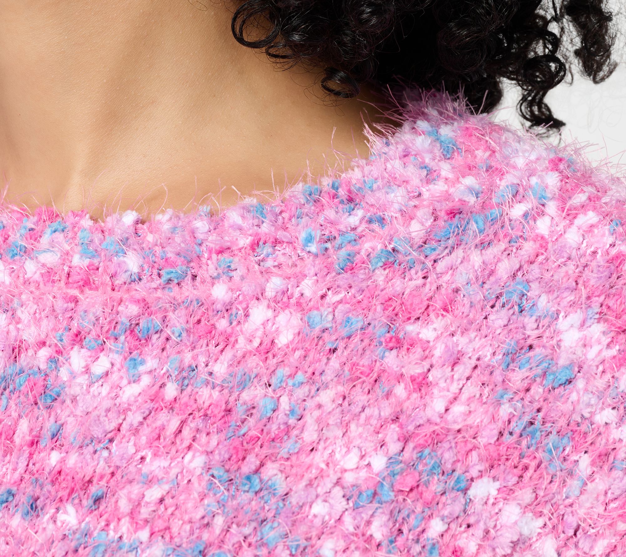 LOGO by Lori Goldstein Confetti Yarn High Low Hem Sweater