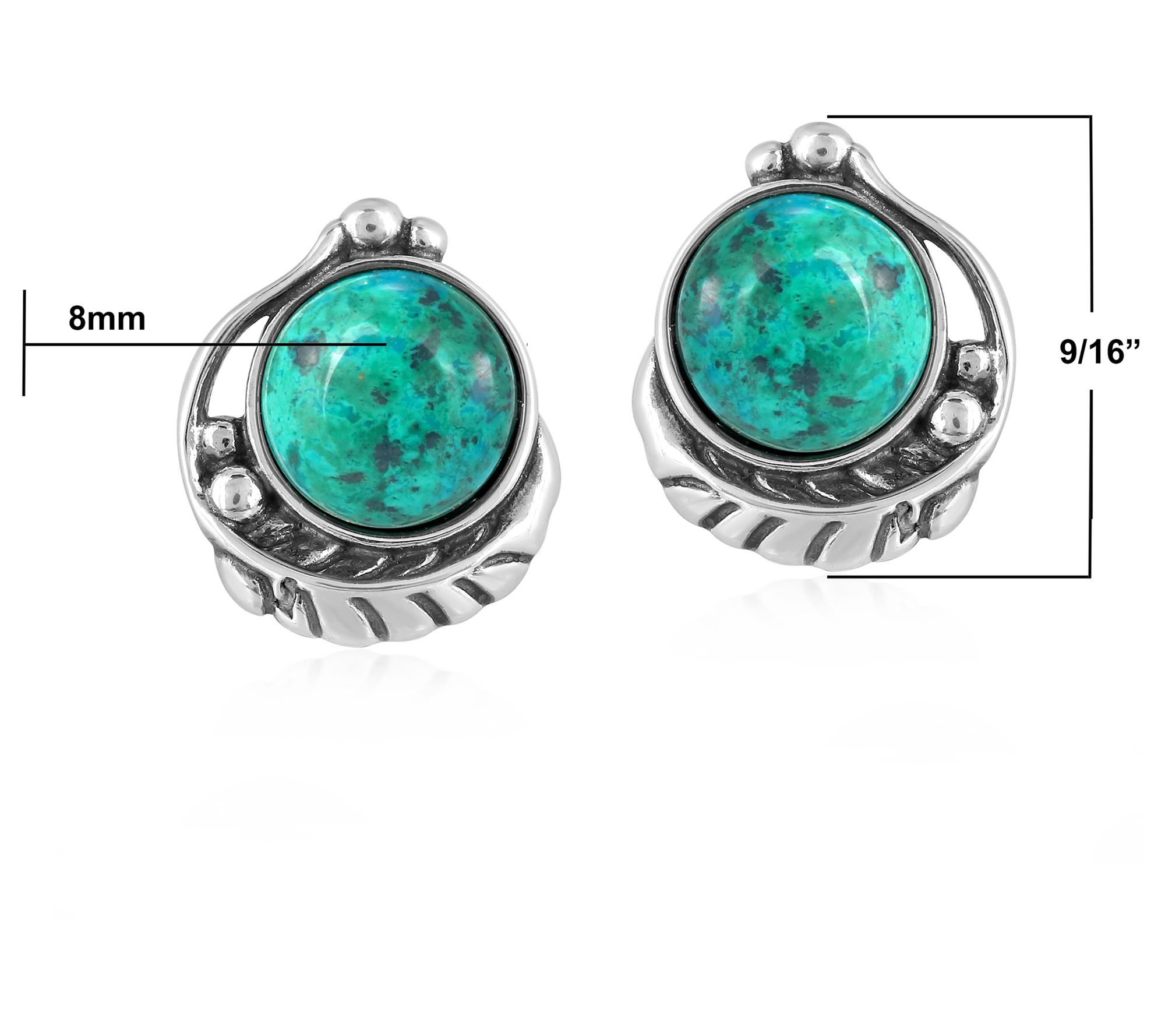 American West Sterling Silver Gemstone Button Earrings