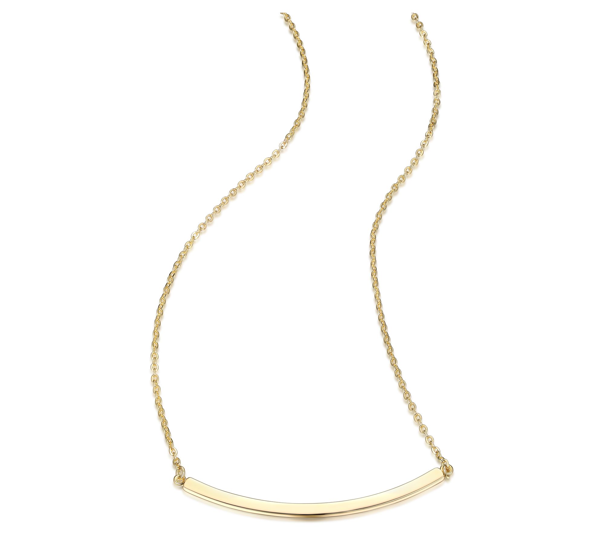 Smile Bar Polished Necklace, Sterling Silver & 18K Gold Clad