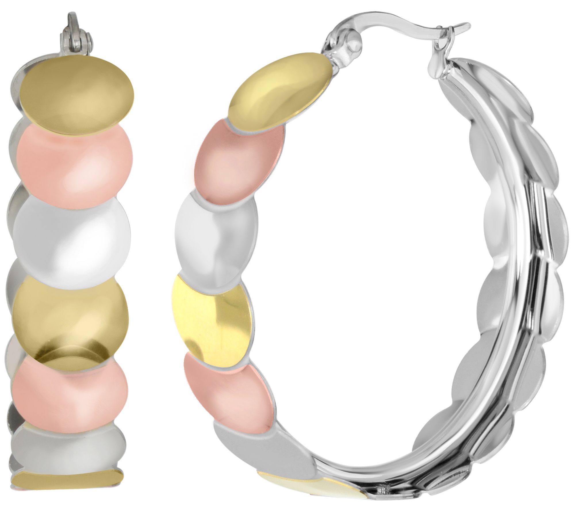 Steel by Design Tri-Color Disc Hoop Earrings