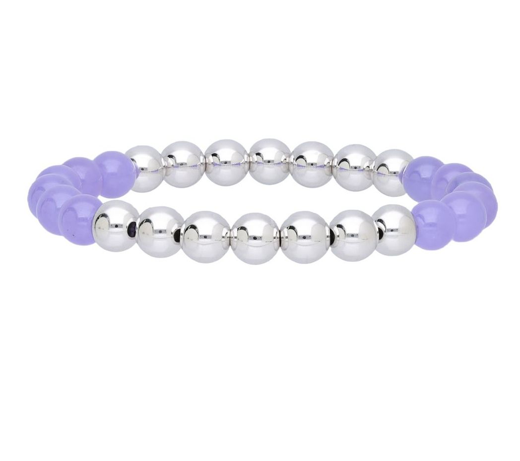 Elyse Ryan Sterling Silver & Lavender Jade Bead Bracelet