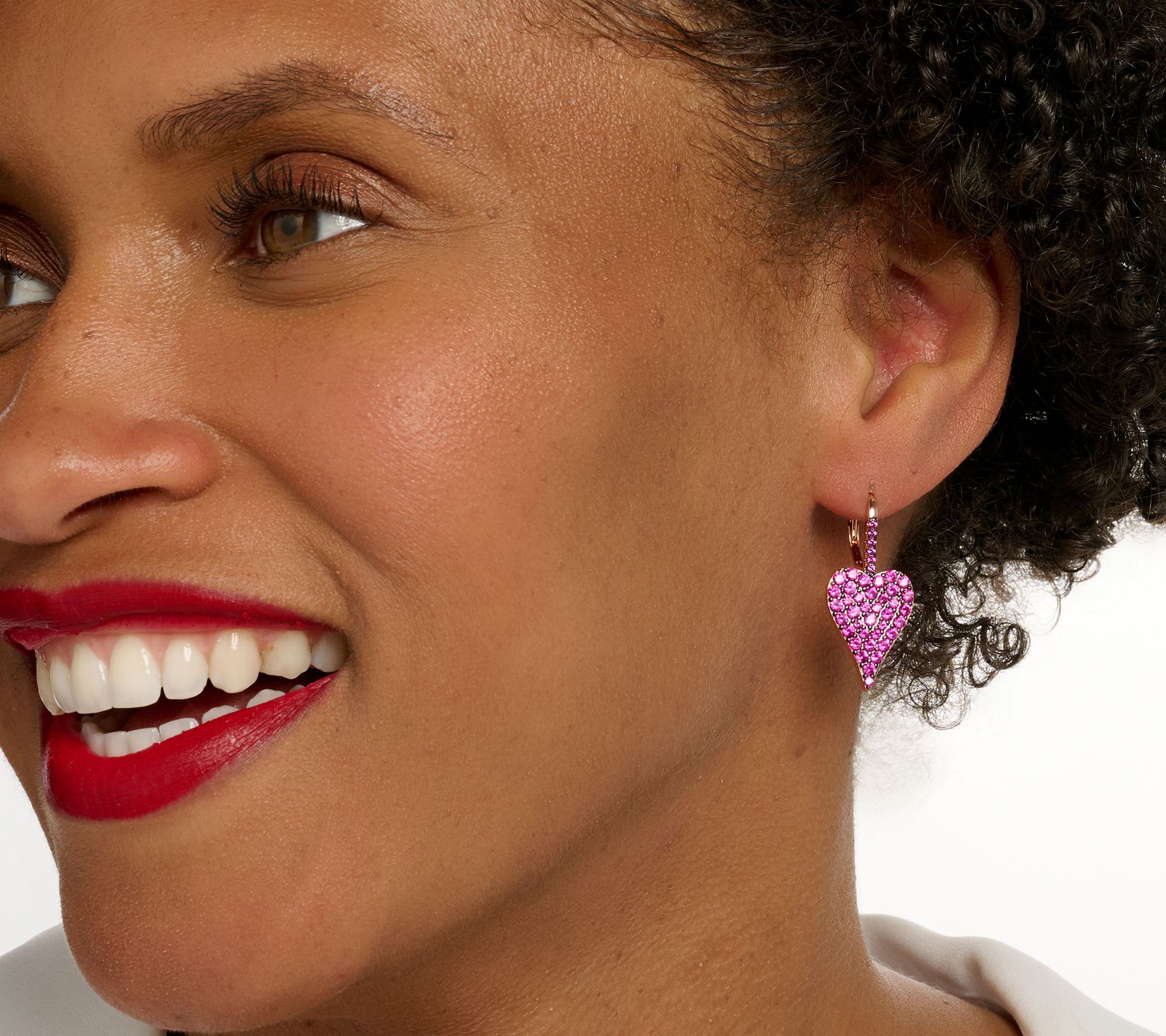 Diamonique x Jennifer Miller Pave Heart Earrings, Sterling Silver