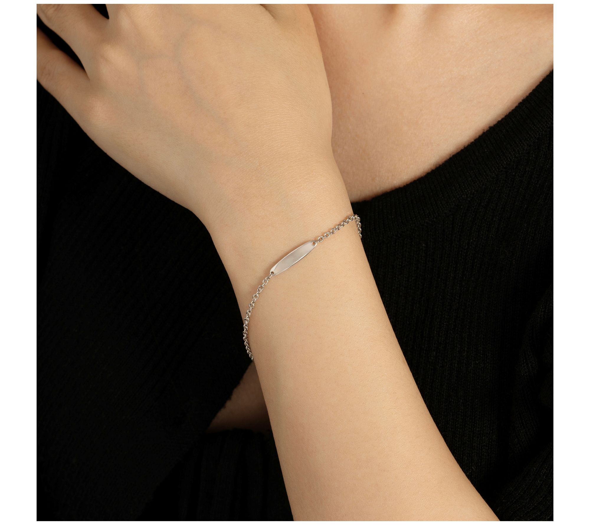 Silver Style Miraculous Medal Tag Bracelet, Sterling