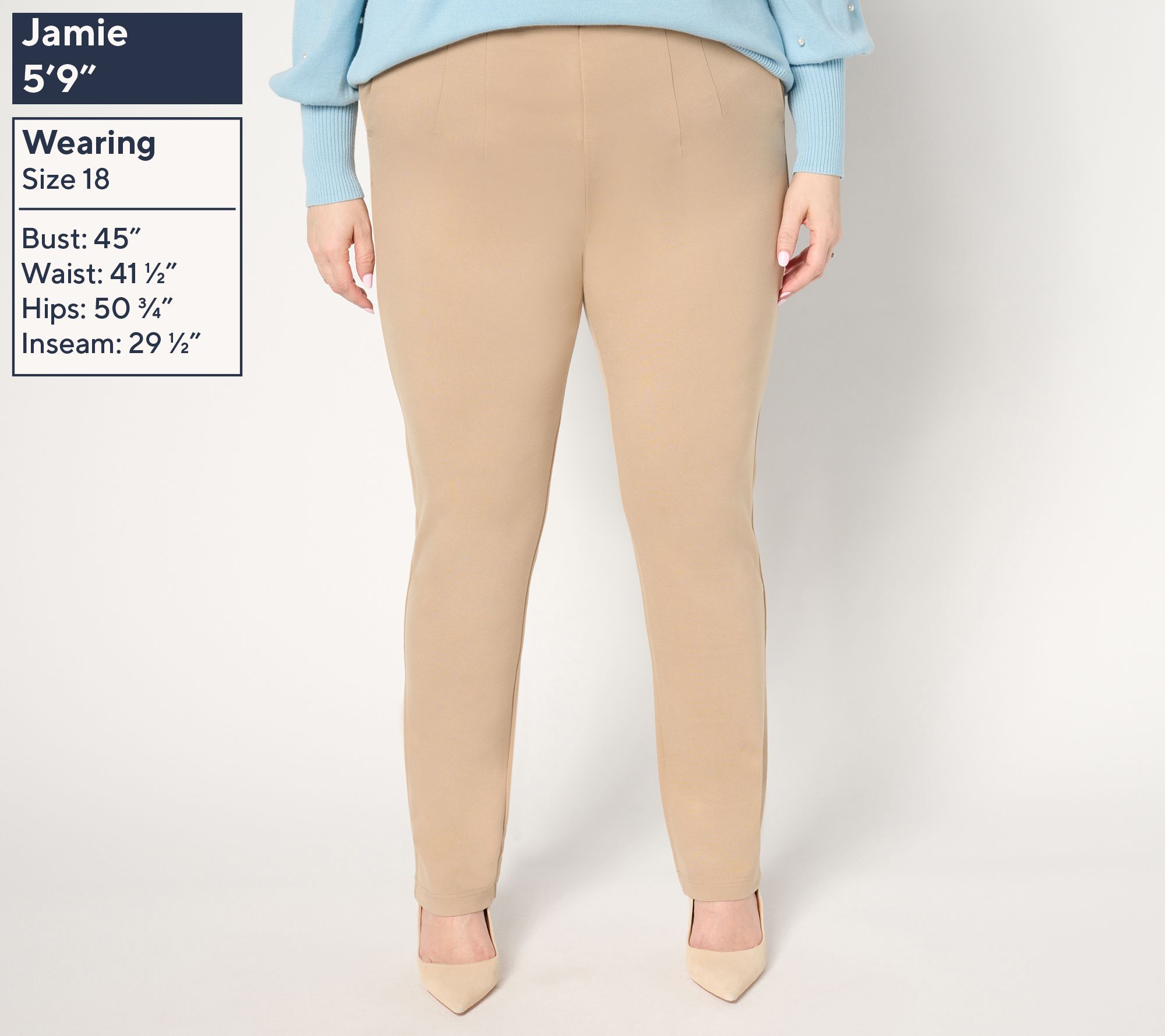 Belle by Kim Gravel Regular Ponte Hollywood Waist Full Length Pants