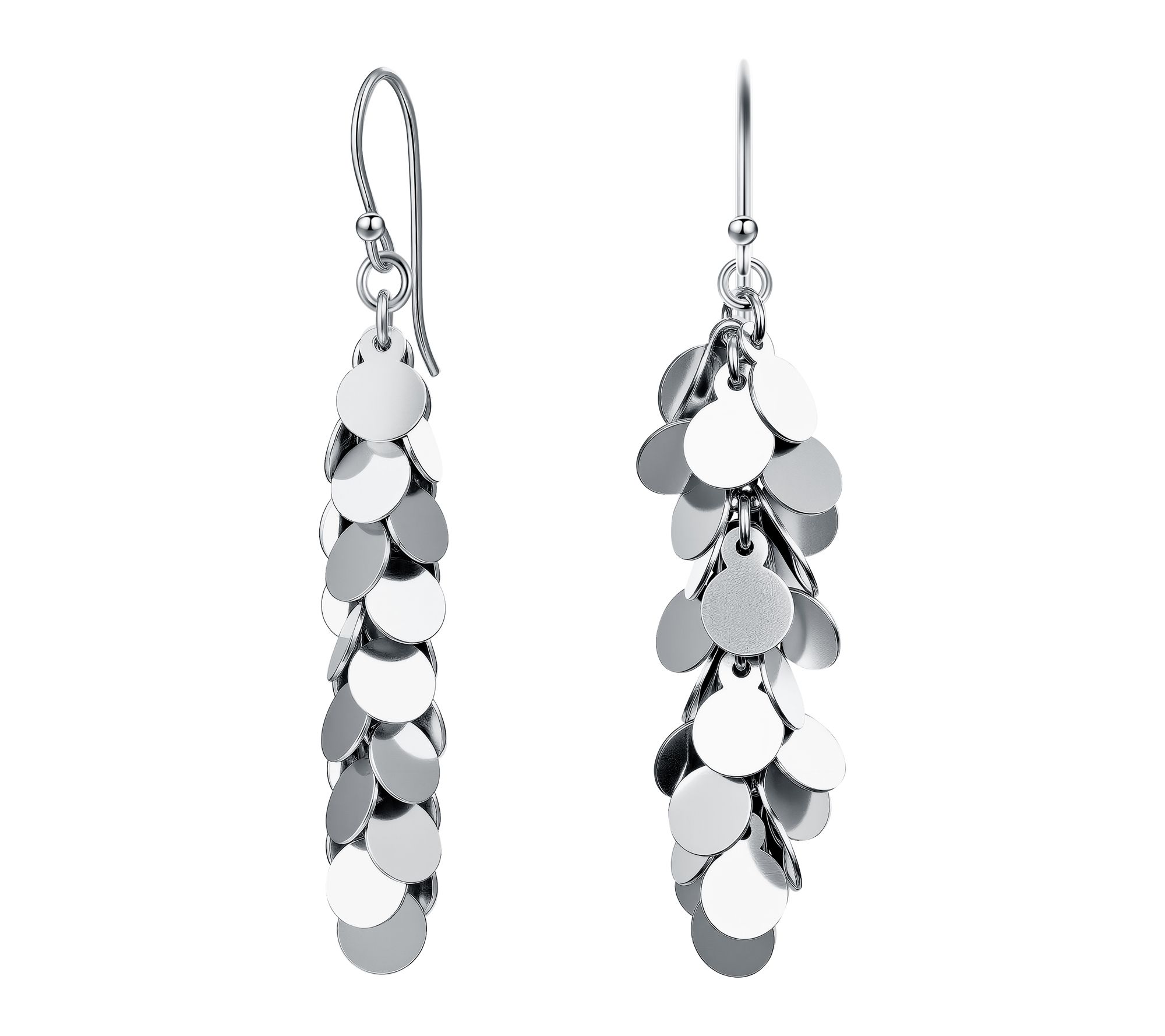 Silver Style Disc Charm Drop Earrings, Sterling