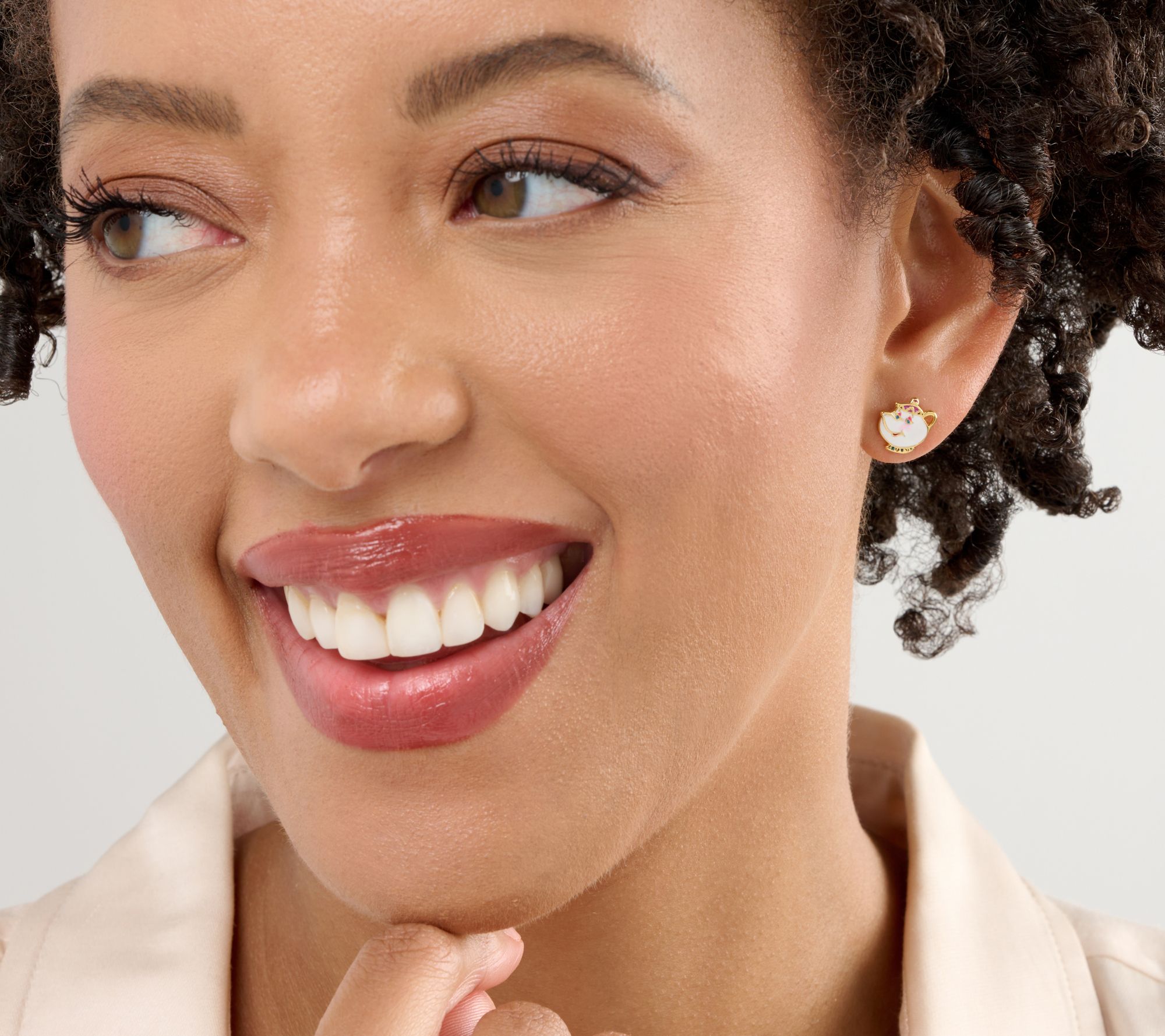 Disney Mrs. Potts & Chip Sterling Stud Earrings & Trinket Tray