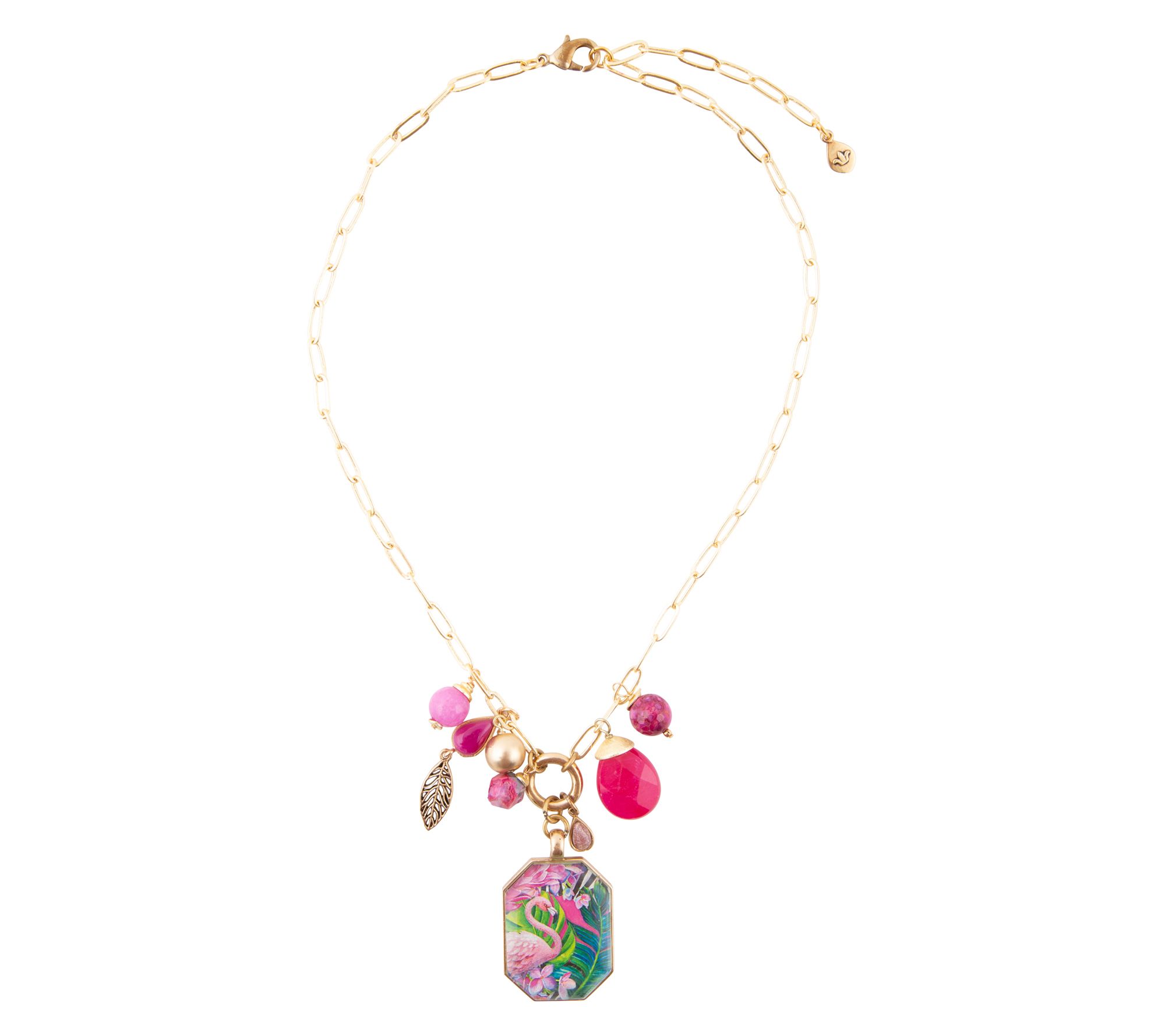 Barse Artisan Crafted Scenic Flamingo Pink Agate Necklace