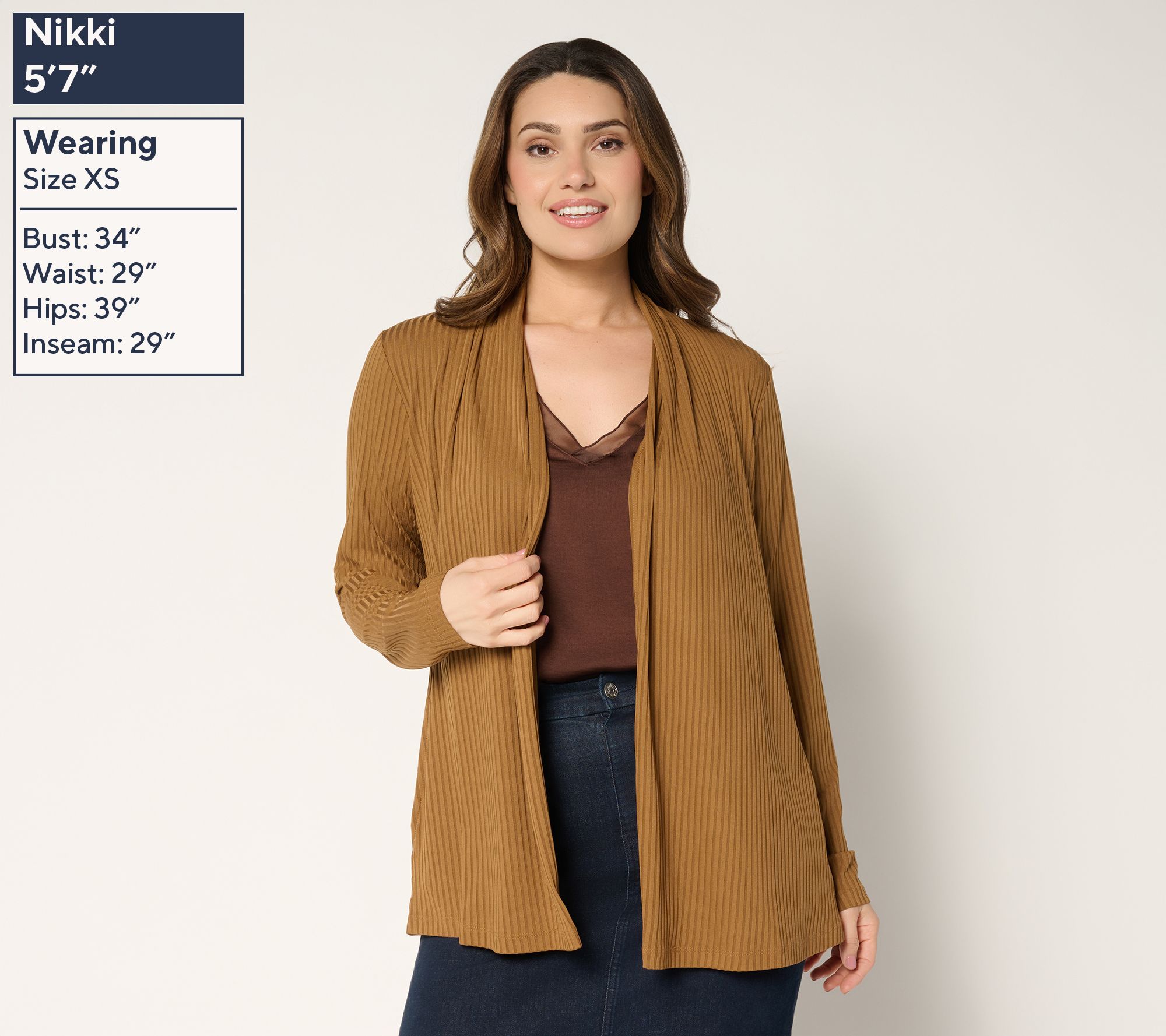 Susan Graver Regular Ribbed Liquid Knit Cardigan with Pockets