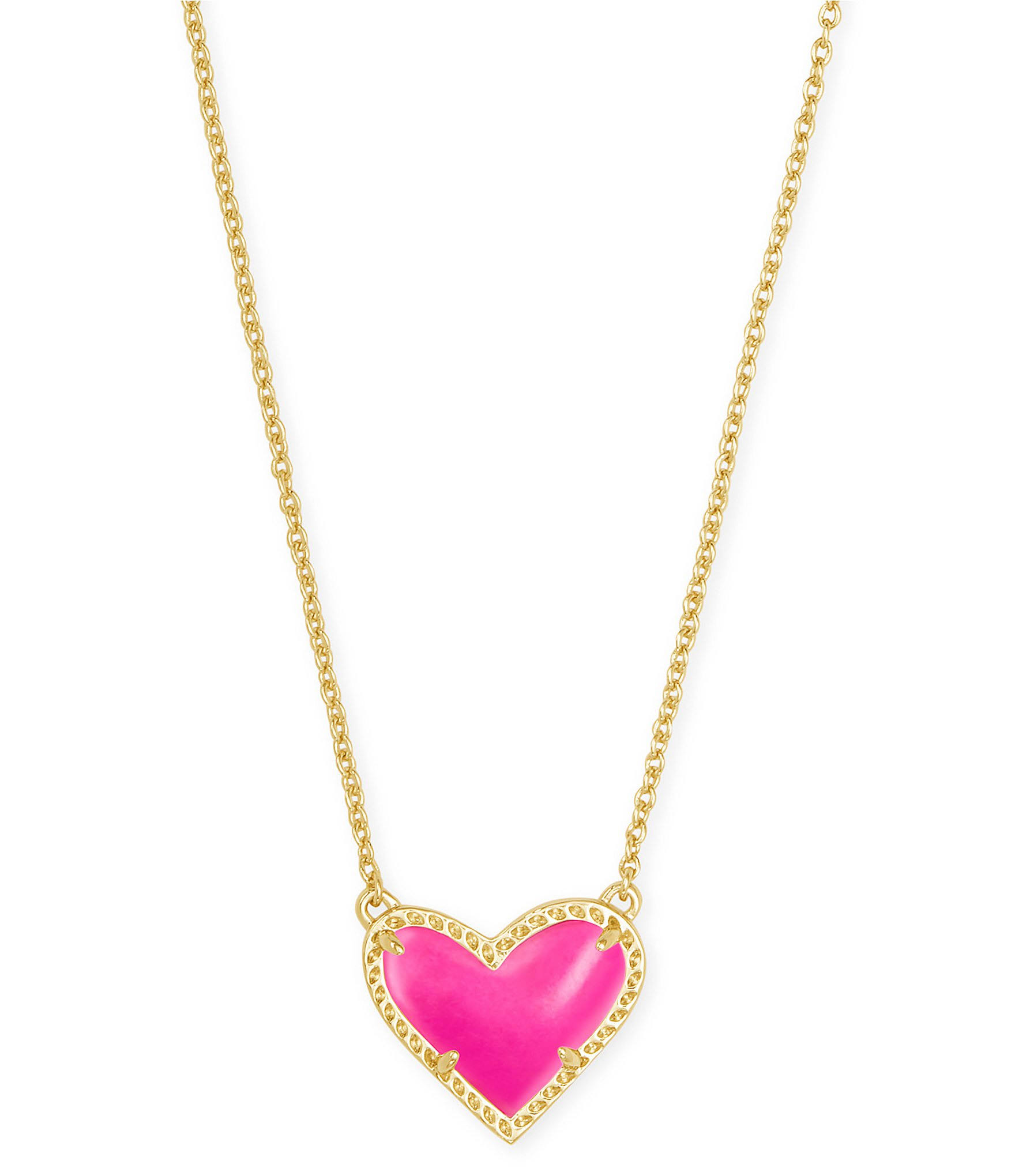 Kendra Scott Ari Heart Gold Short Pendant Necklace - Magenta Magnesite