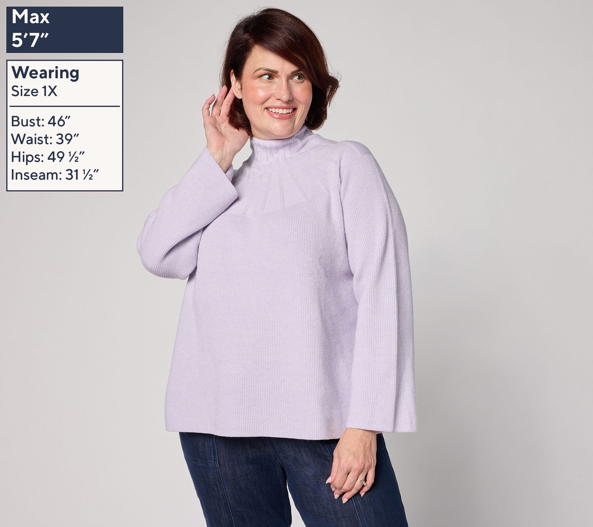 Me by Jennie Garth Mock Neck Raglan Sleeve Sweater