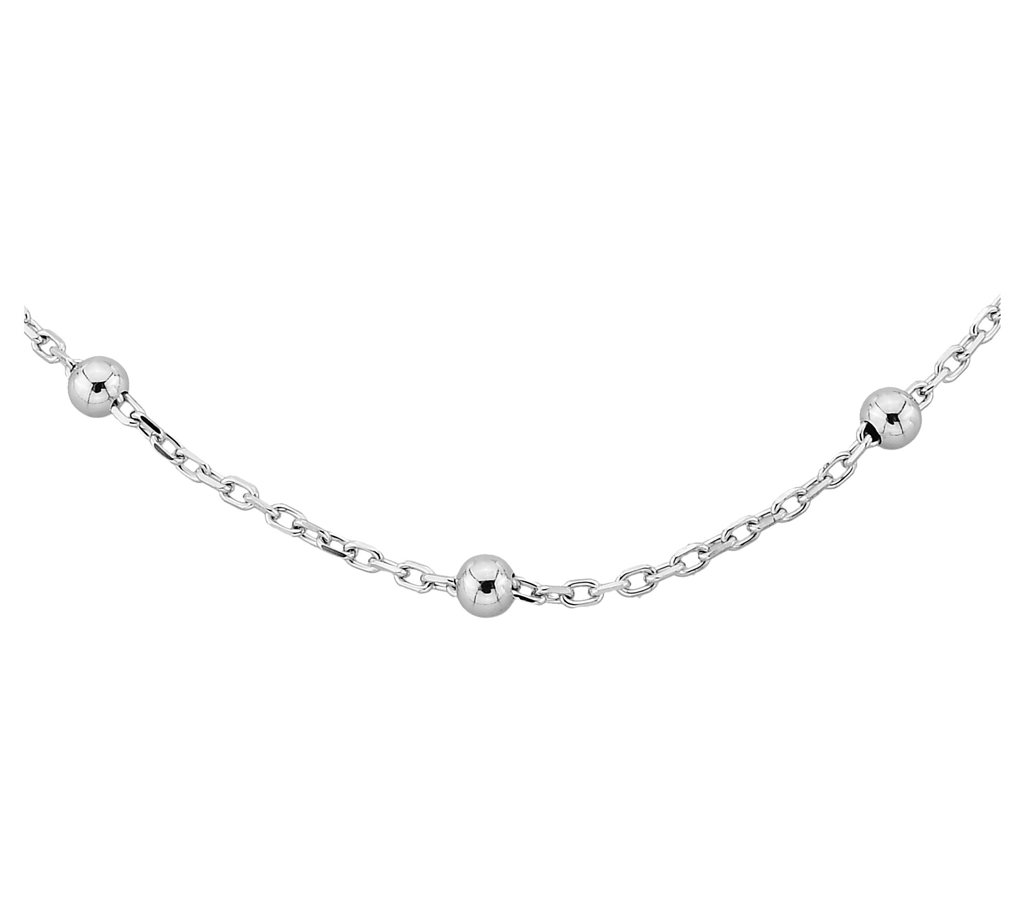 Silver Style 3mm Bead Station Cable Chain Necklace, Sterling