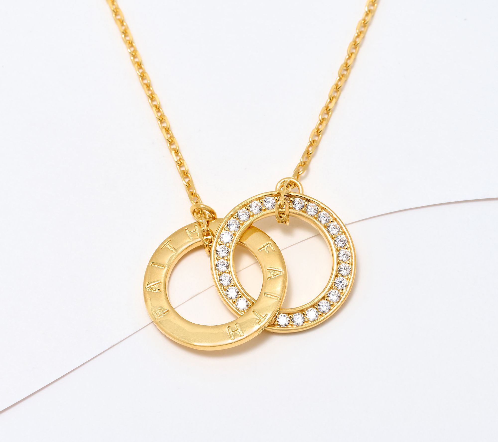 Diamonique Italia Interlocked Rings Necklace, 14K Plated