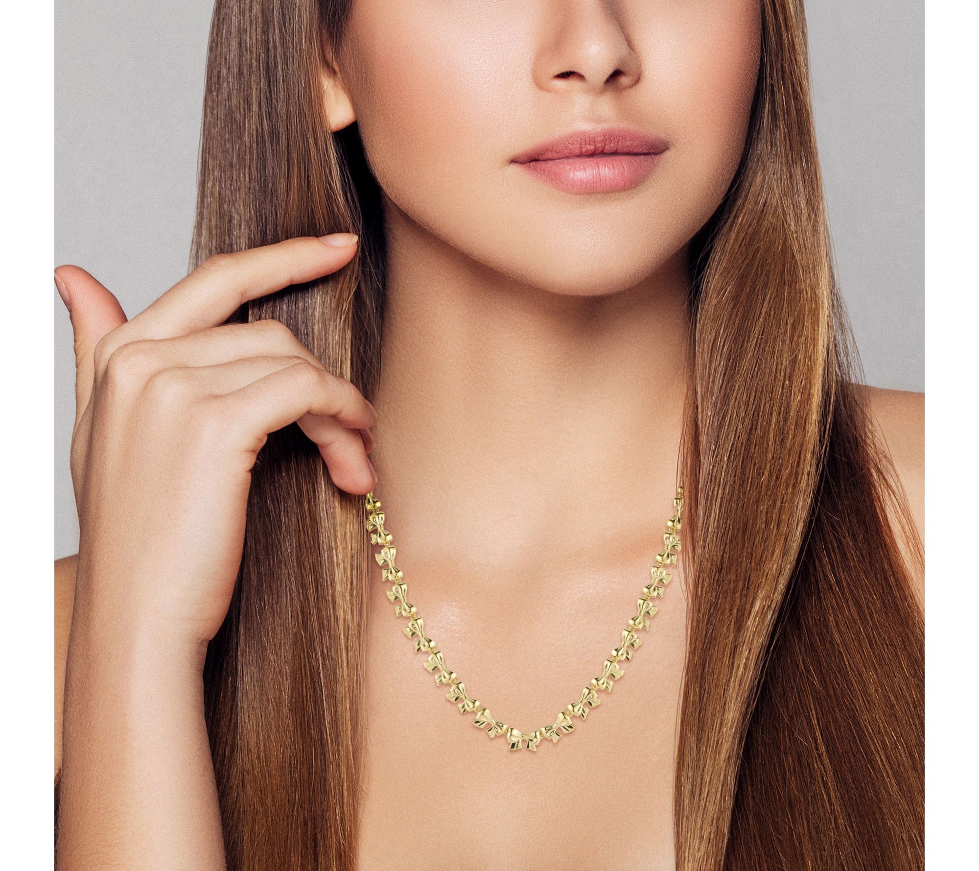 Sterlina Silver Polished Bow Chain Necklace, Sterling