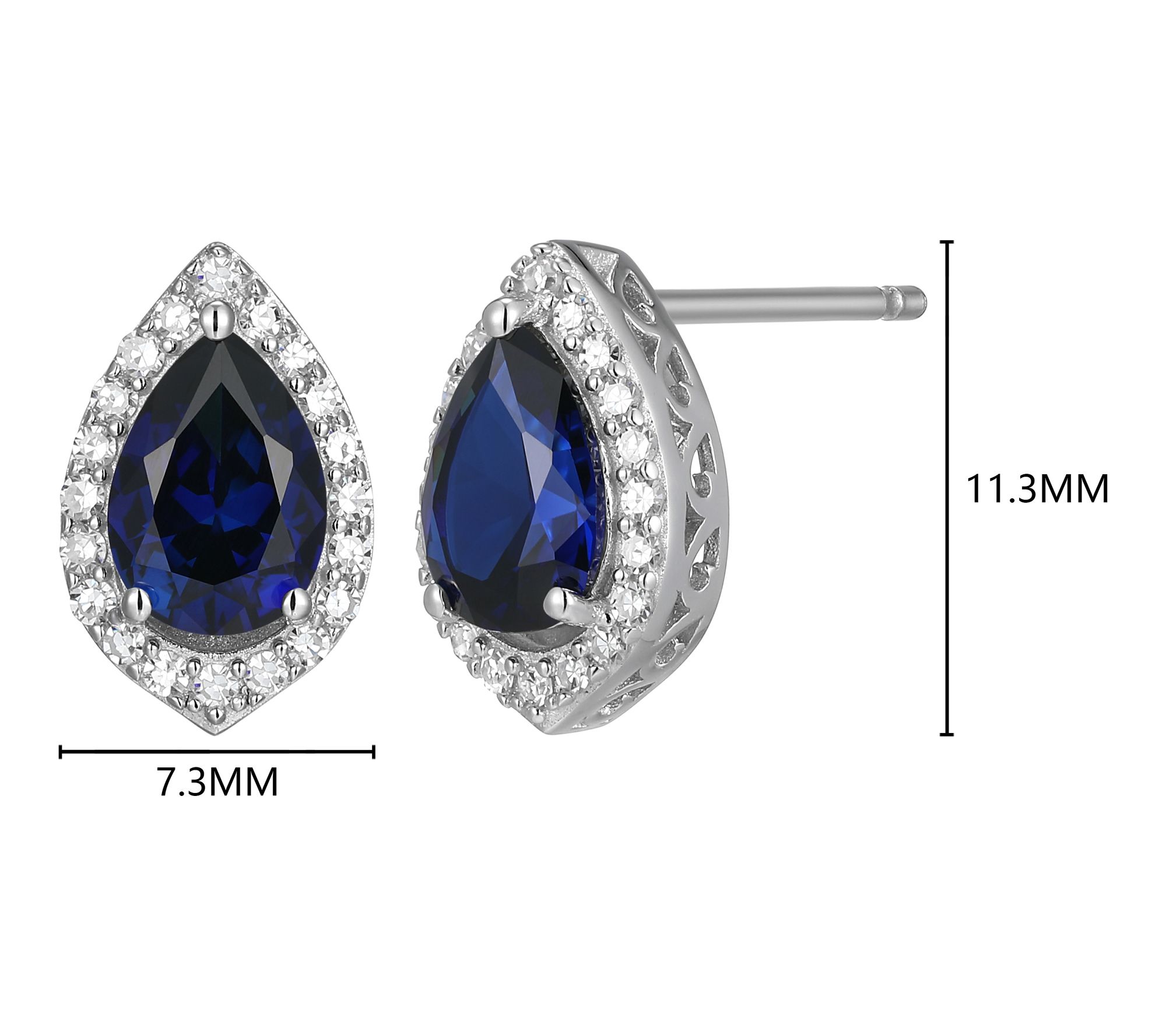 LuxLab Grown Pear Gemstone & Diamond Earrings, Sterling Silver