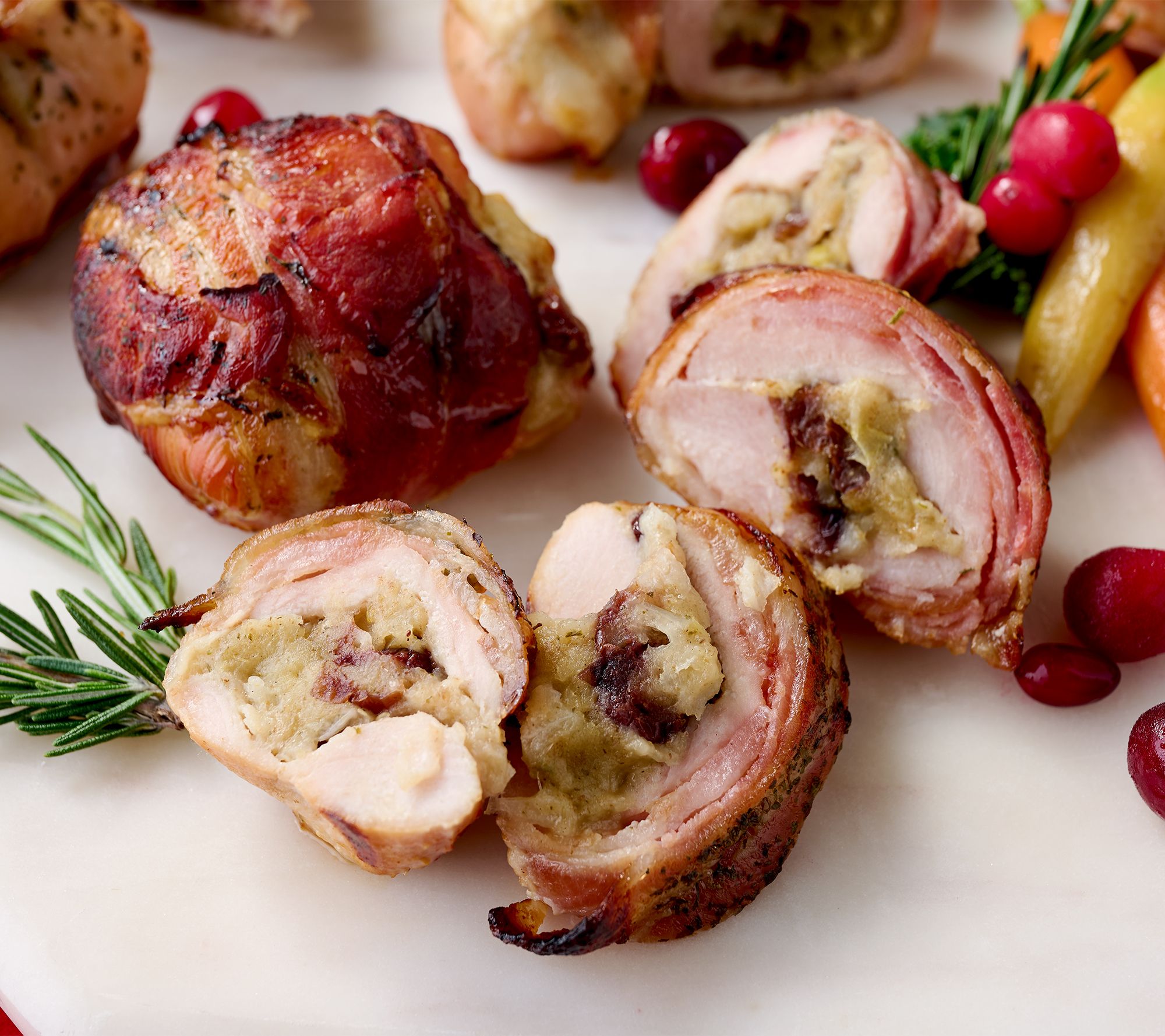 SH12/8 Corky's BBQ (6) 8-oz Bacon Wrapped Stuffed Turkey Auto-Delivery