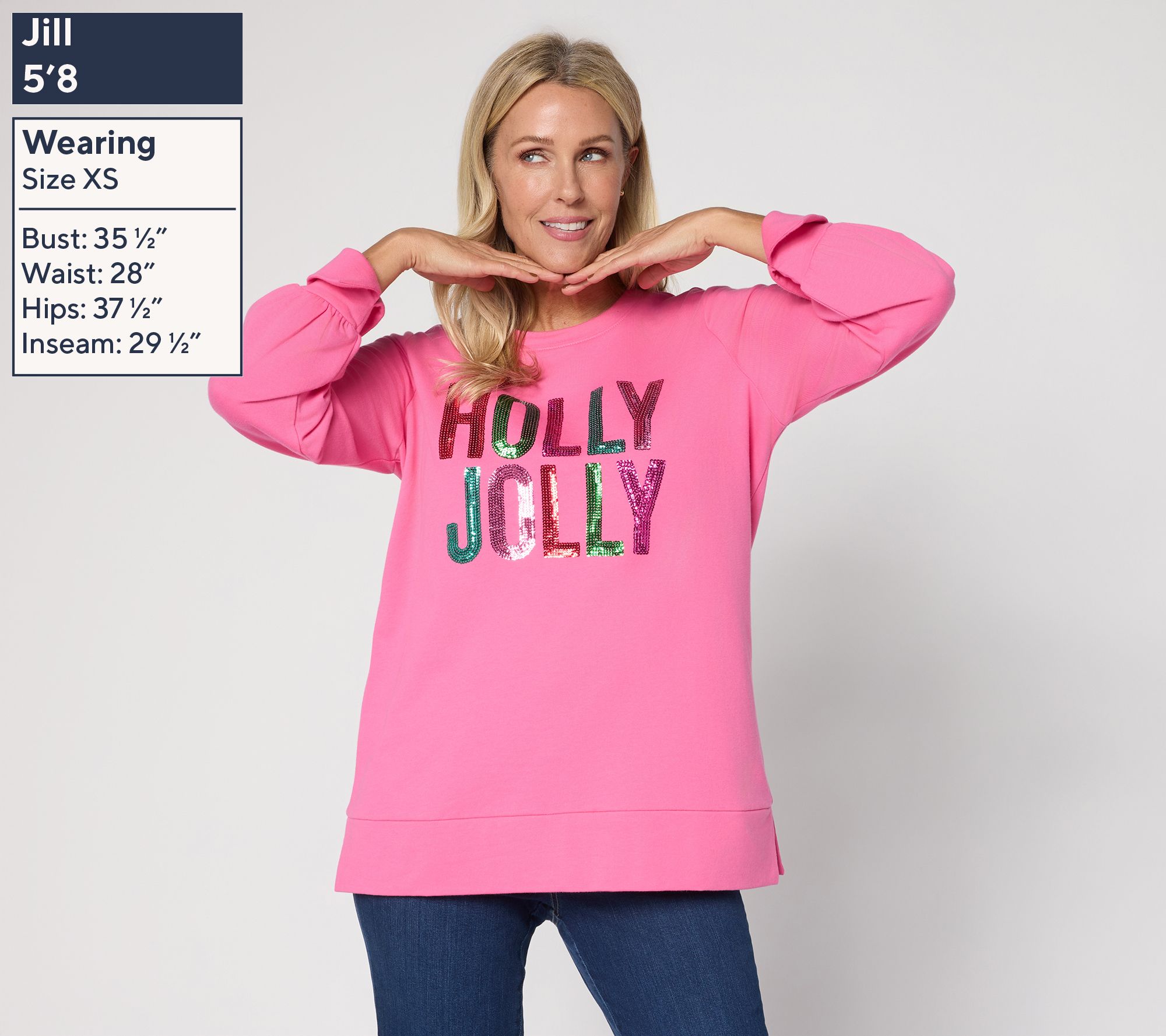 Jingle Belles by Kim Gravel Sequin Holly Jolly Knit Top