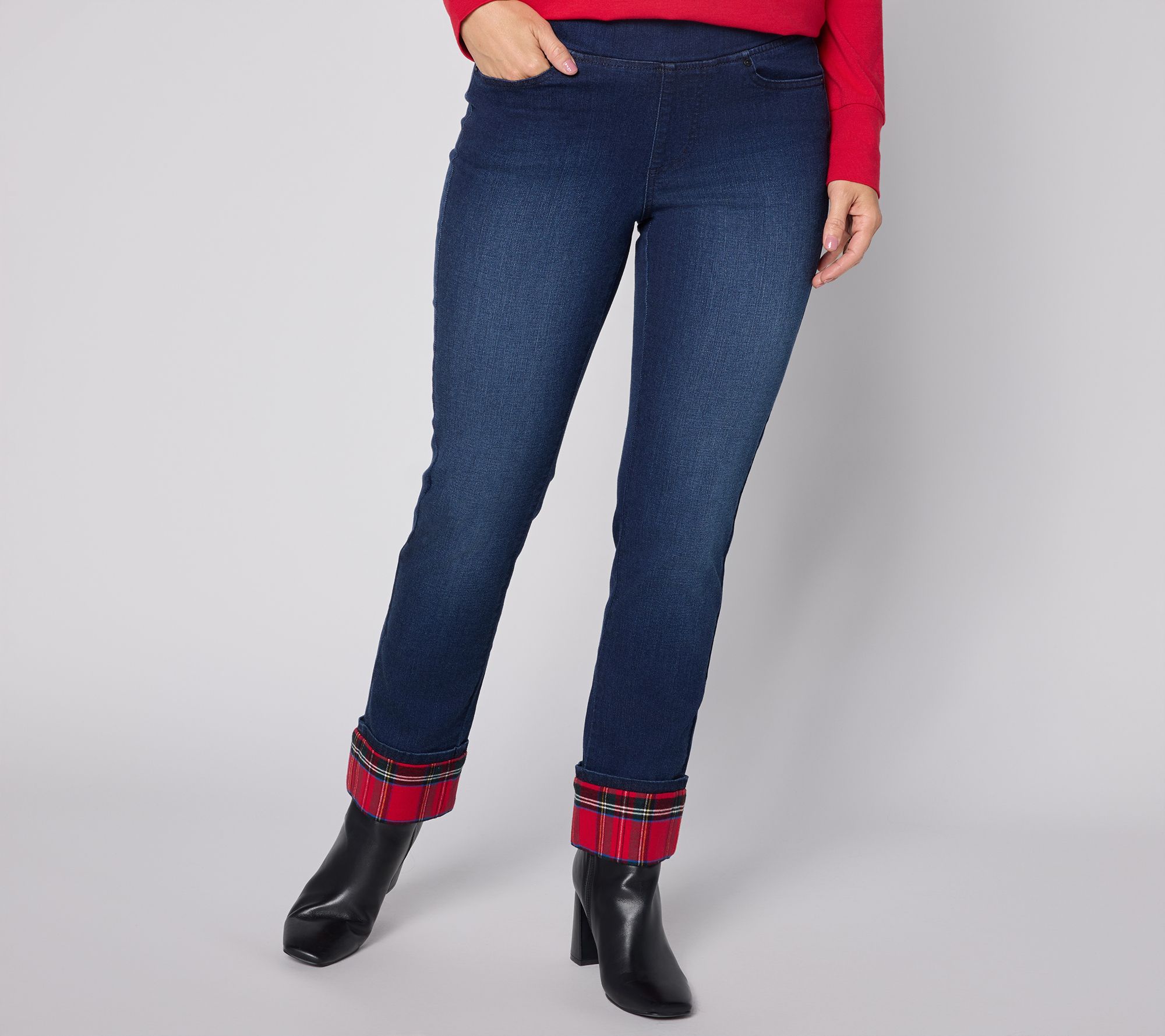 Belle by Kim Gravel Regular TripleLuxe Denim Tartan Cuff Jean