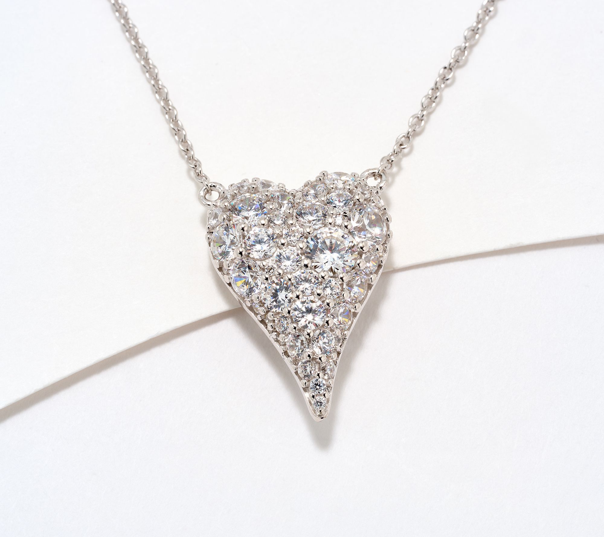 Diamonique x Jennifer Miller Cobblestone Heart Necklace, Sterl