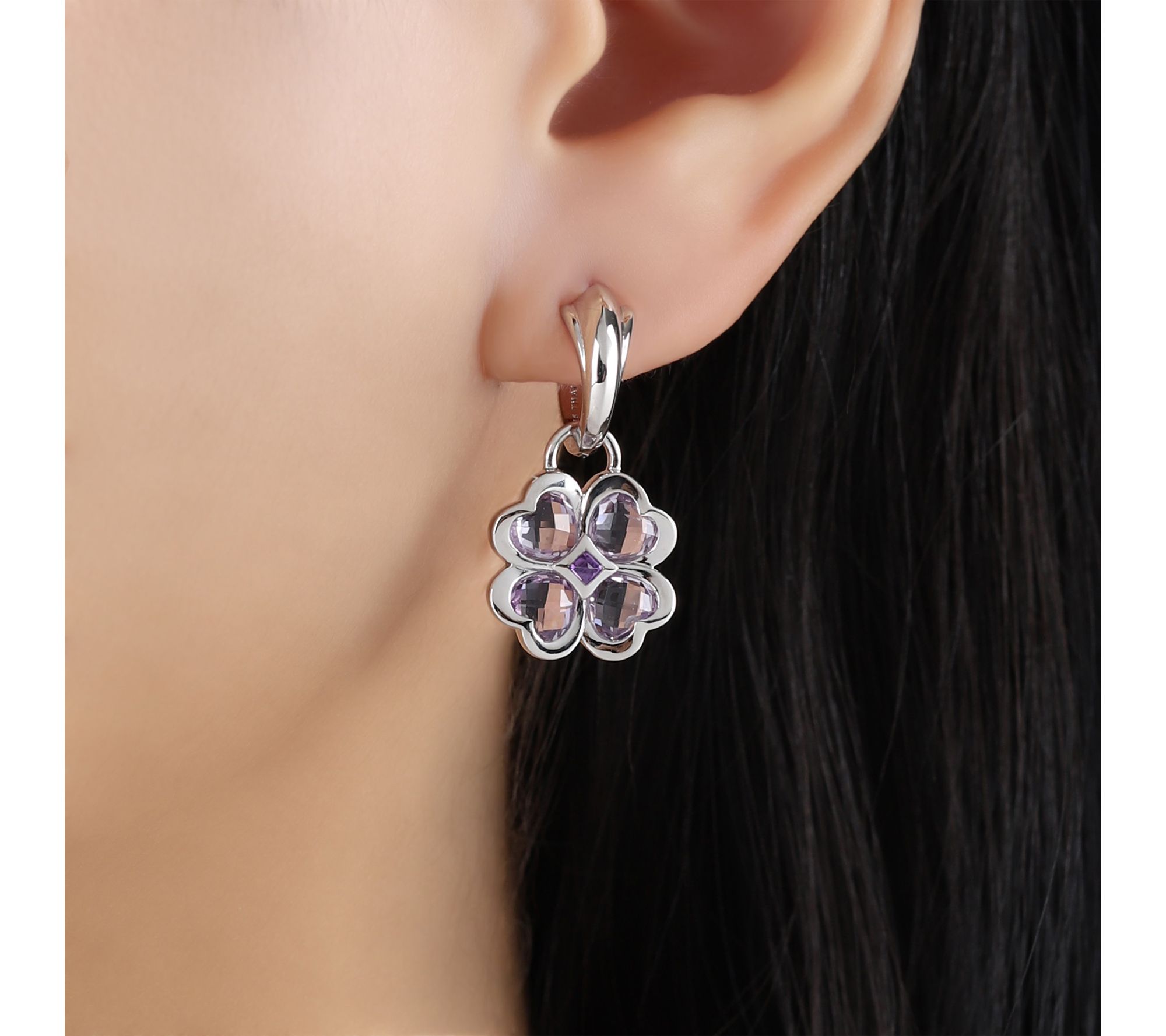 Margo Manhattan Sterling Amethyst Lucky in LoveEarrings