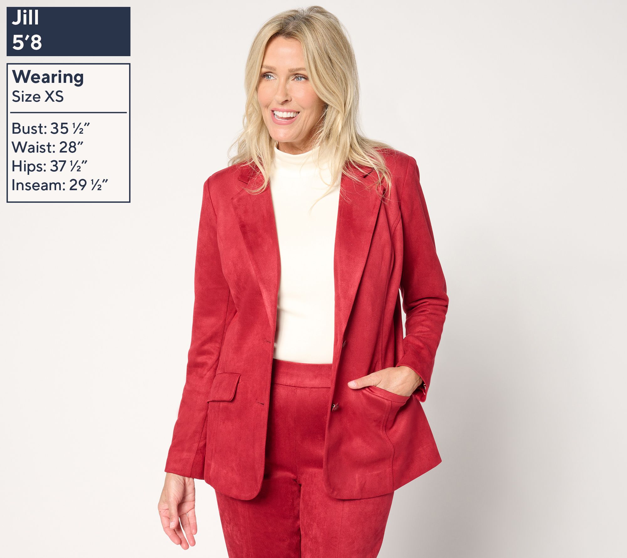 Isaac Mizrahi Live! Petite Estate Stretch Faux Suede Blazer w/Lining