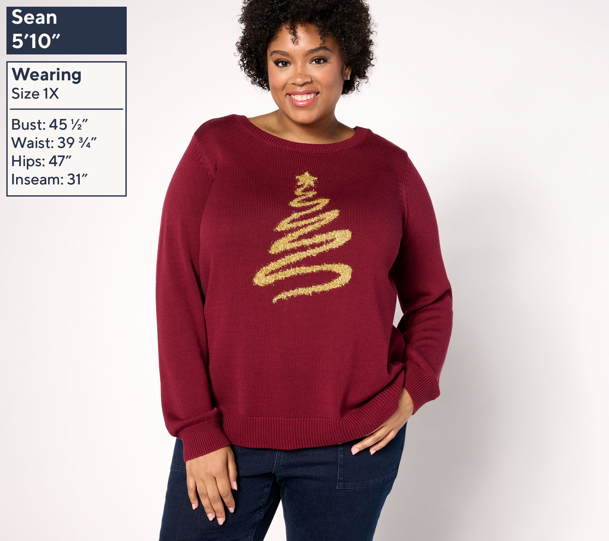 Jingle Belles by Kim Gravel Gold Lurex Oh Christmas Tree Sweater