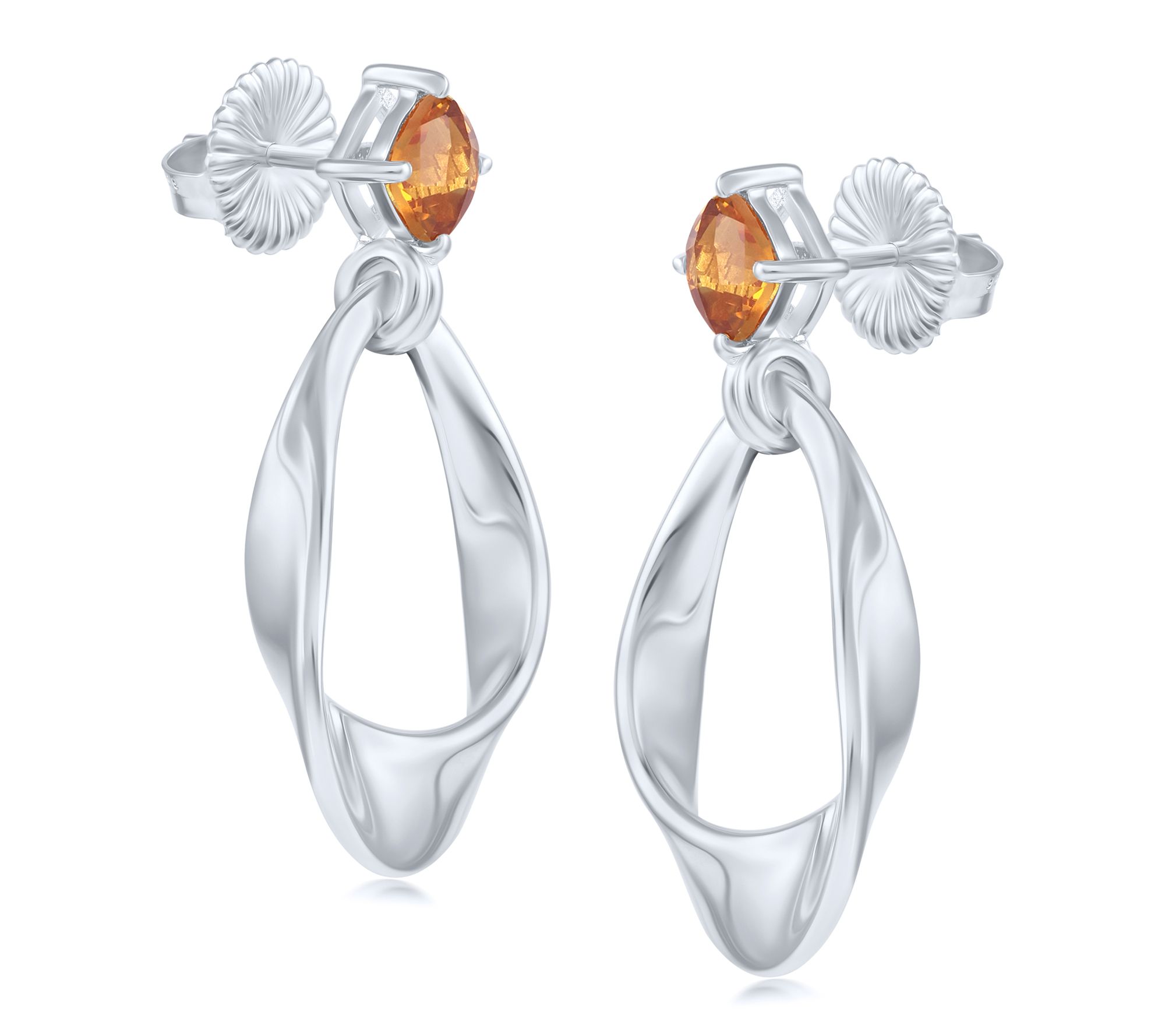 Christian James Sterling Silver Pear Gemstone Dangle Earrings