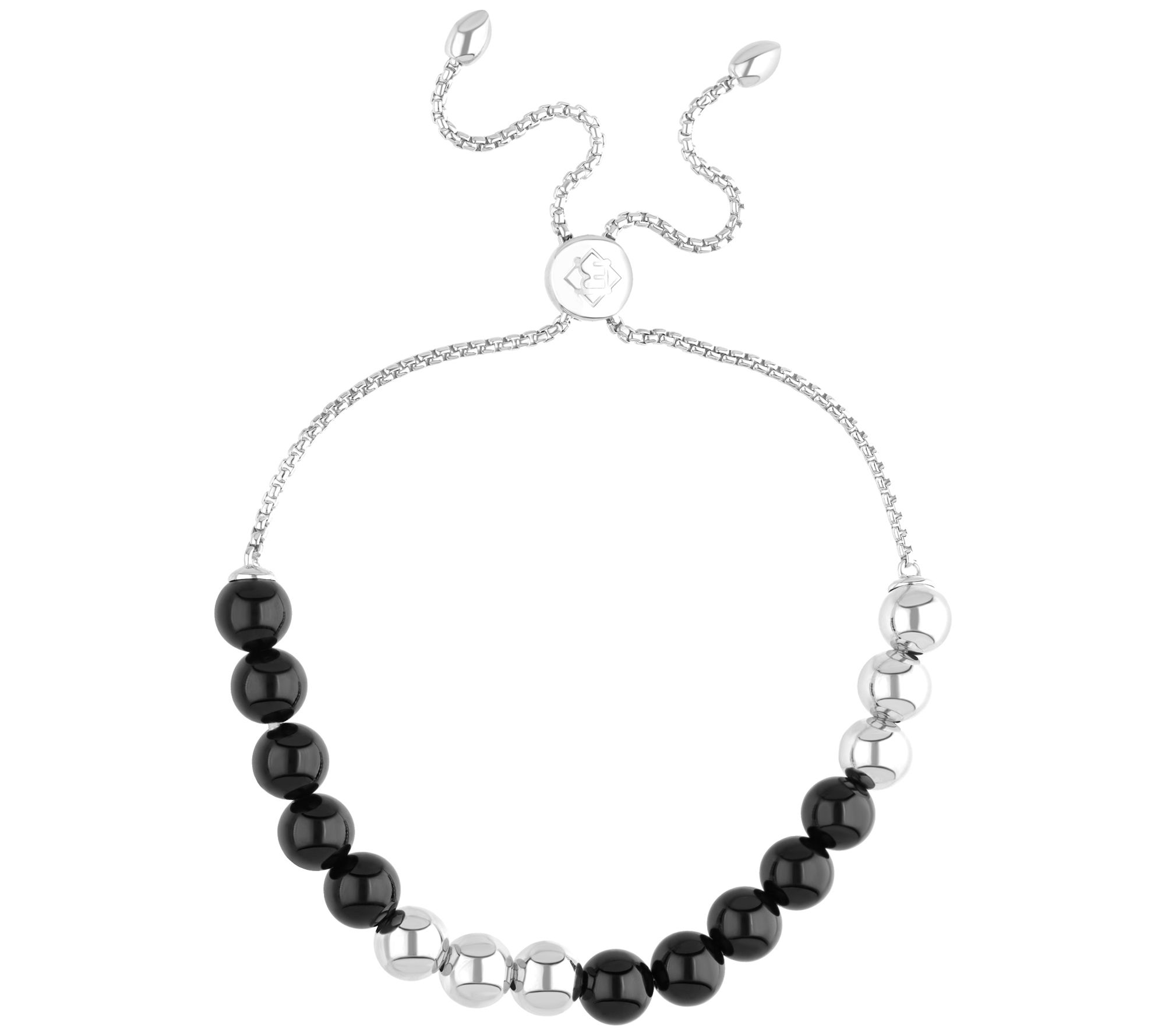 Elyse Ryan Sterling Silver & Onyx Adjustable Be ad Bracelet